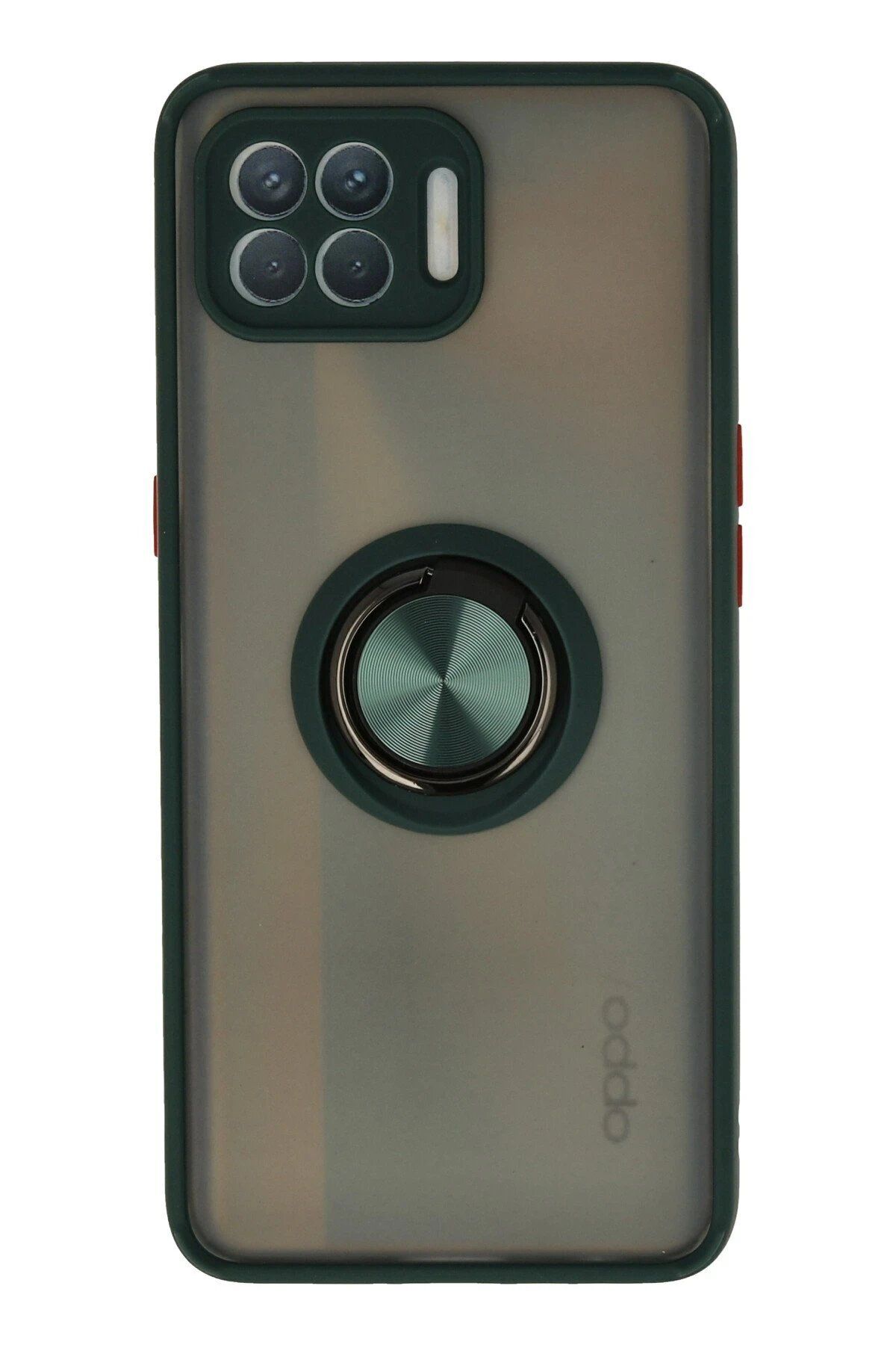 CepteToptan Newface Oppo Reno 4 Lite Kılıf Montreal Yüzüklü Silikon Kapak - Yeşil