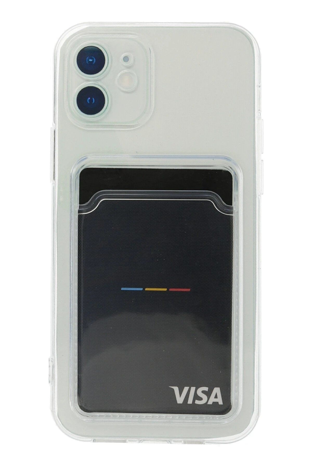 CepteToptan Newface iPhone 12 Kılıf Kart Şeffaf Silikon - Şeffaf