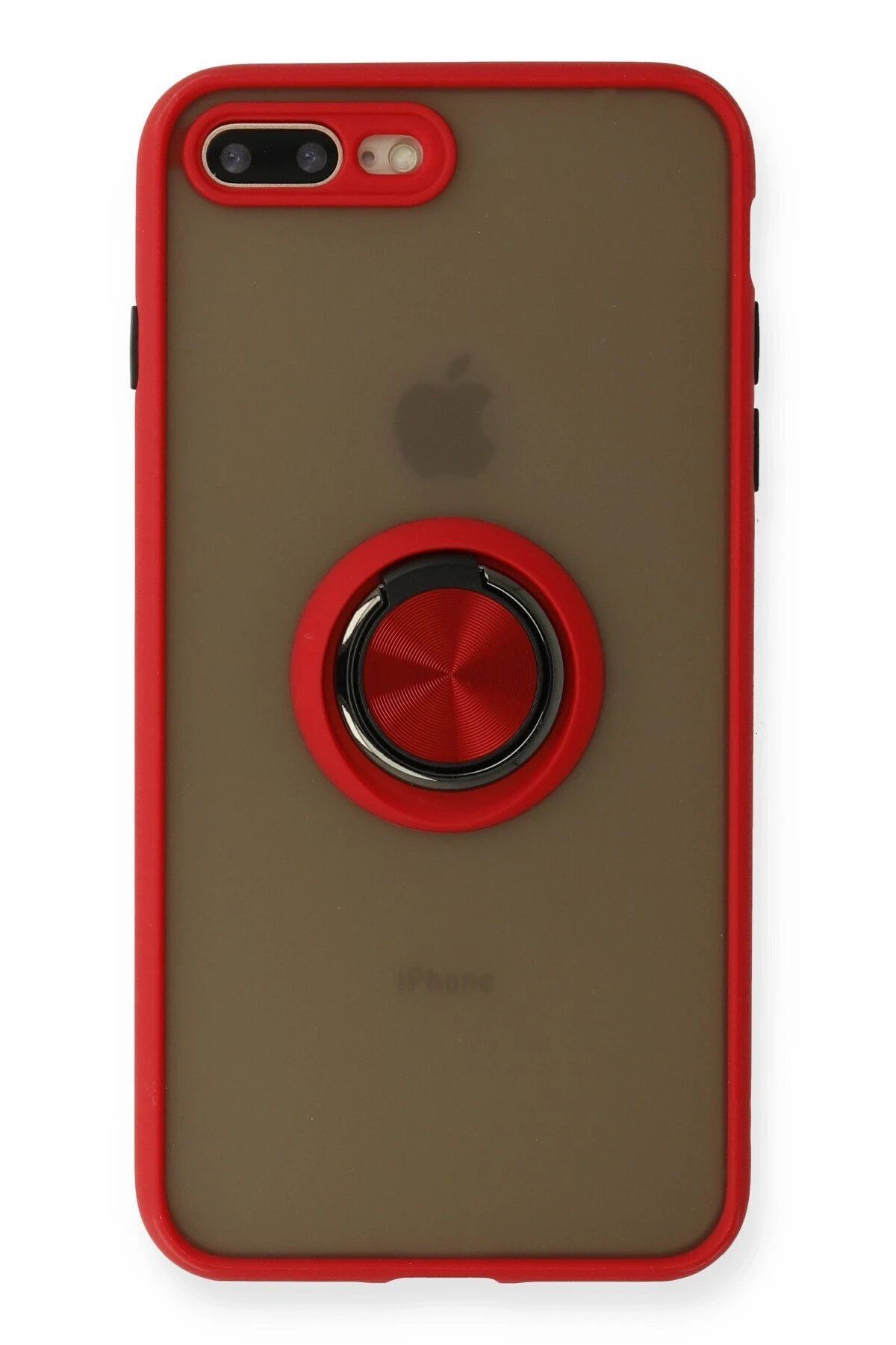 CepteToptan Newface iPhone 7 Plus Kılıf Montreal Yüzüklü Silikon Kapak - Kırmızı