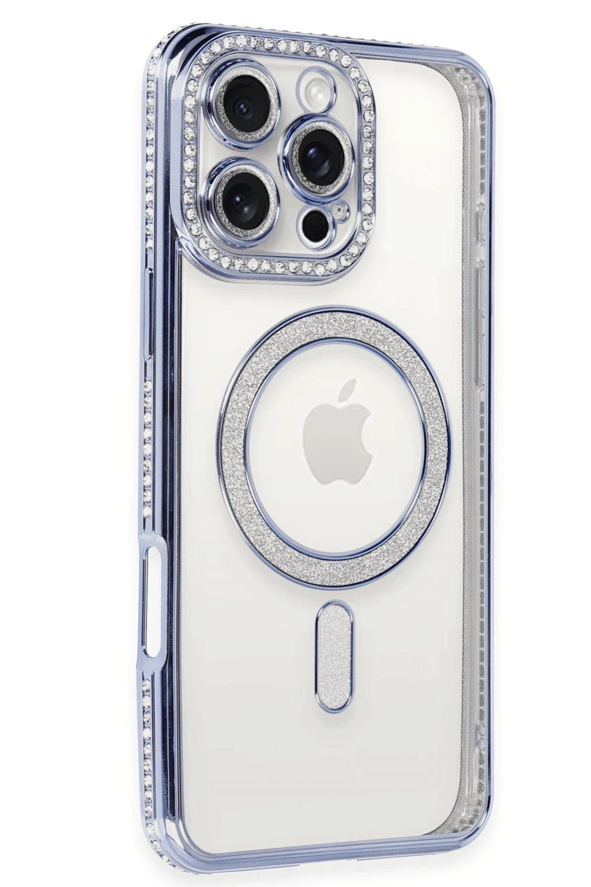 CepteToptan Newface iPhone 16 Pro Max Kılıf Joke Simli Magneticsafe Kılıf - Mavi