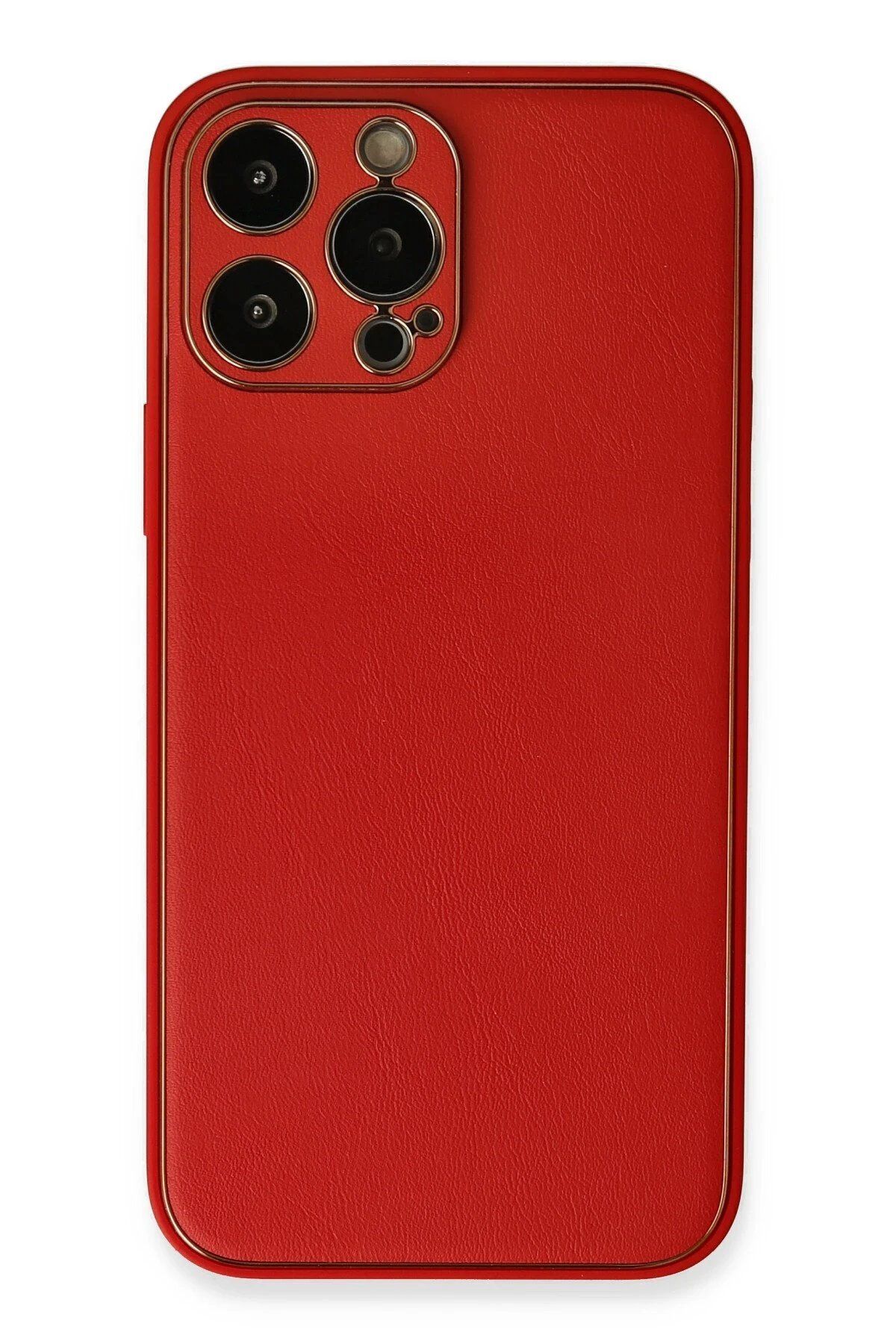 CepteToptan Newface iPhone 13 Pro Kılıf Coco Deri Silikon Kapak - Kırmızı