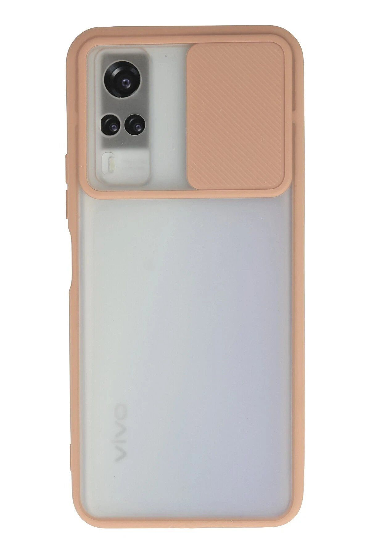 CepteToptan Newface Vivo Y53S Kılıf Palm Buzlu Kamera Sürgülü Silikon - Pembe