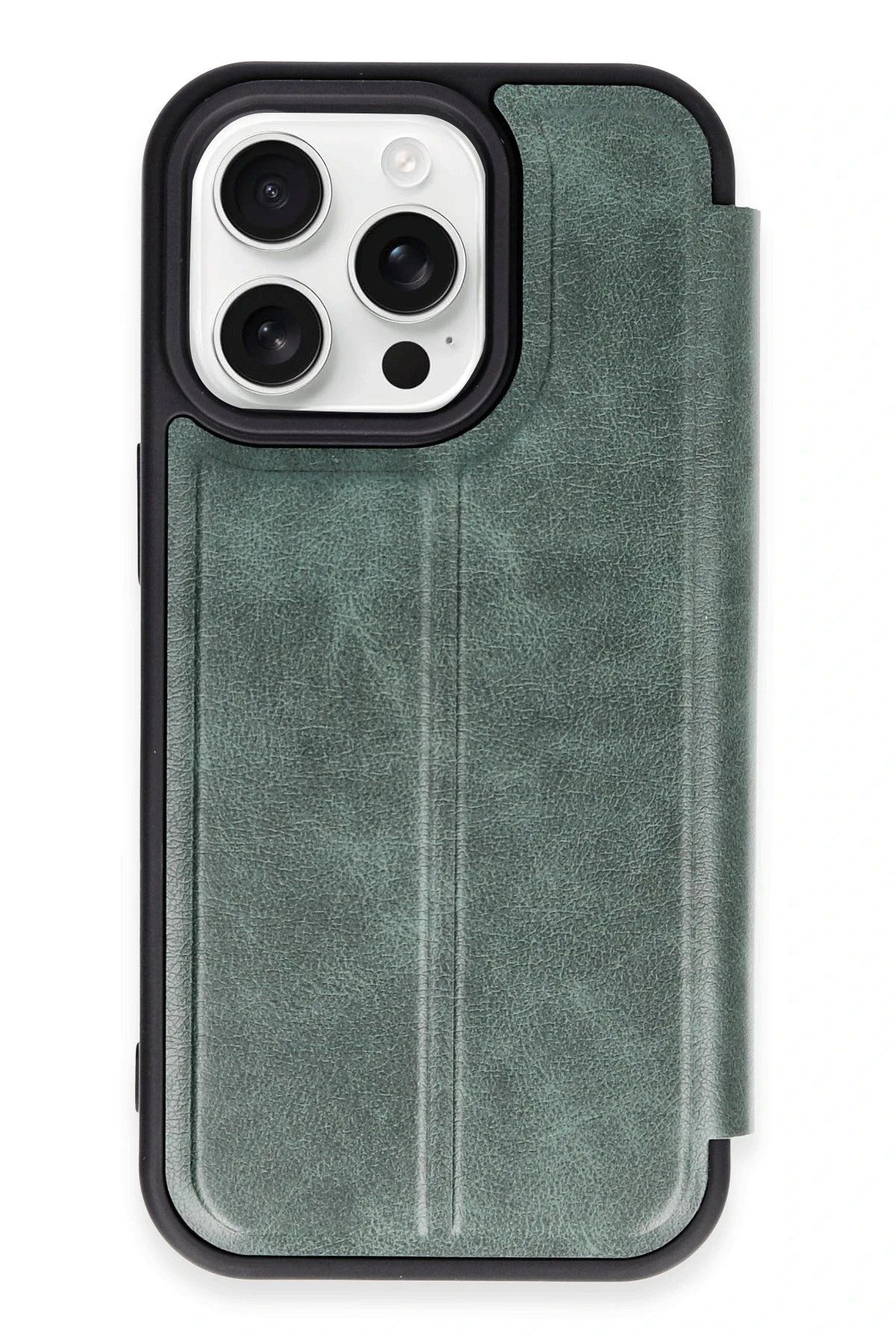 CepteToptan Newface iPhone 14 Pro Kılıf Flip Cover - Koyu Yeşil