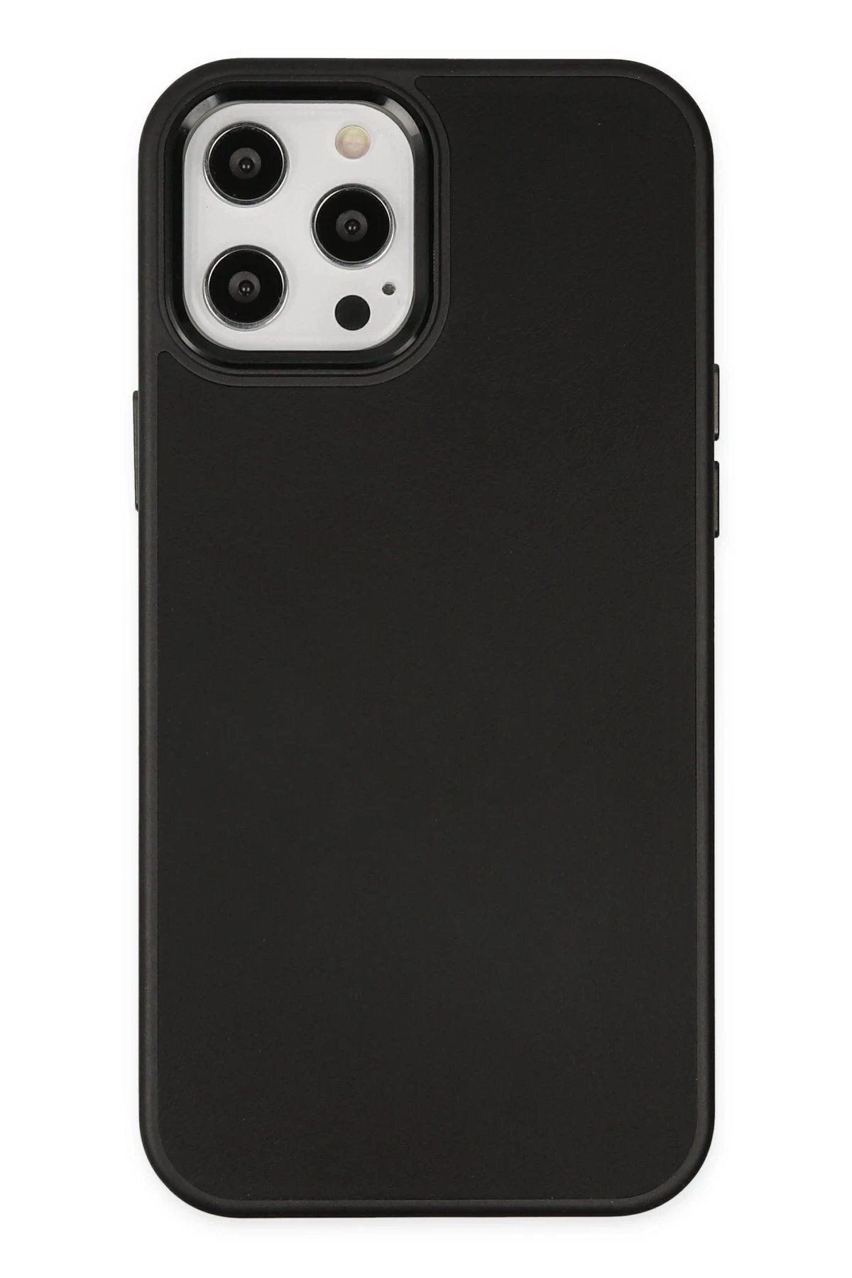 CepteToptan Newface iPhone 12 Pro Max Kılıf Asya Deri Silikon - Siyah