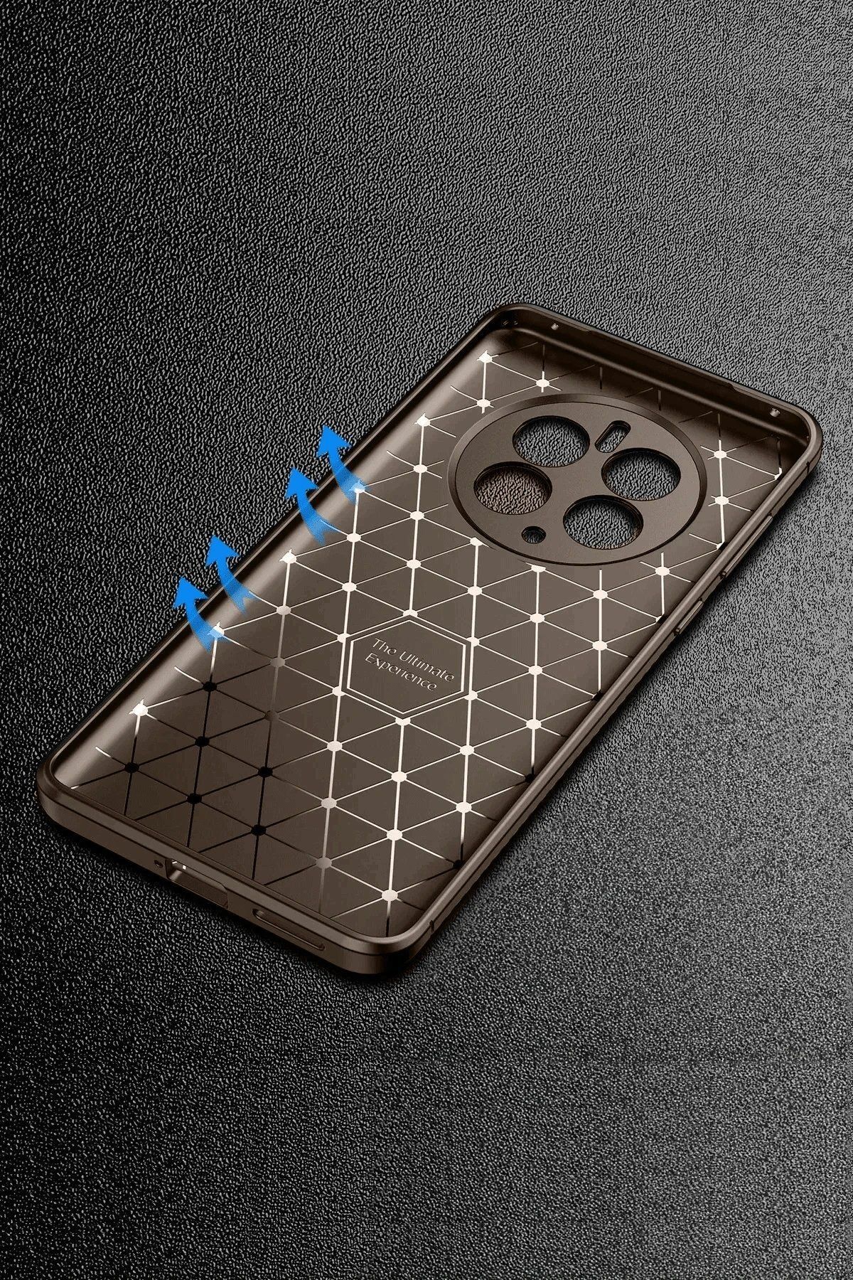 CepteToptan Newface Realme 12 Pro Plus Kılıf Auto Focus Karbon Kapak - Kahverengi