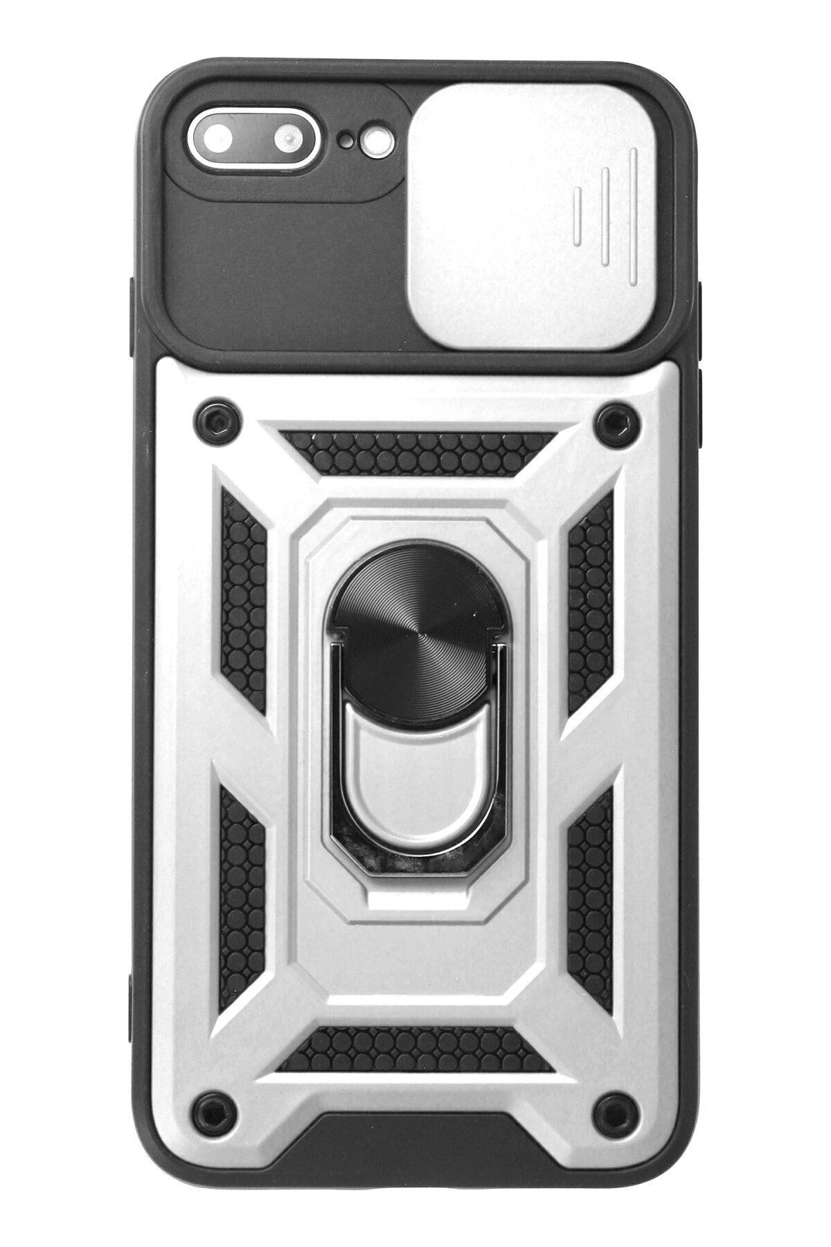 Balesso Newface Iphone 7 Plus Kılıf Pars Lens Yüzüklü Silikon - Gümüş