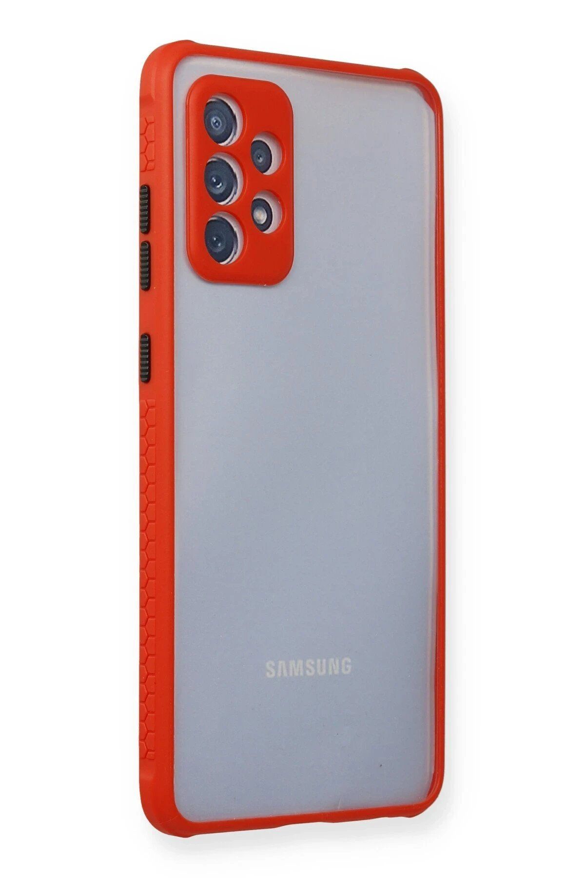 CepteToptan Newface Samsung Galaxy A72 Kılıf Miami Şeffaf Silikon - Kırmızı