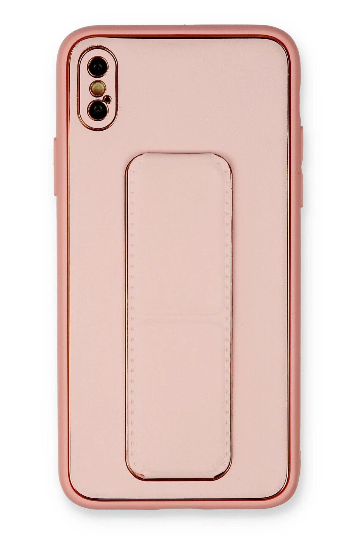 CepteToptan Newface iPhone XS Max Kılıf Coco Deri Standlı Kapak - Pembe