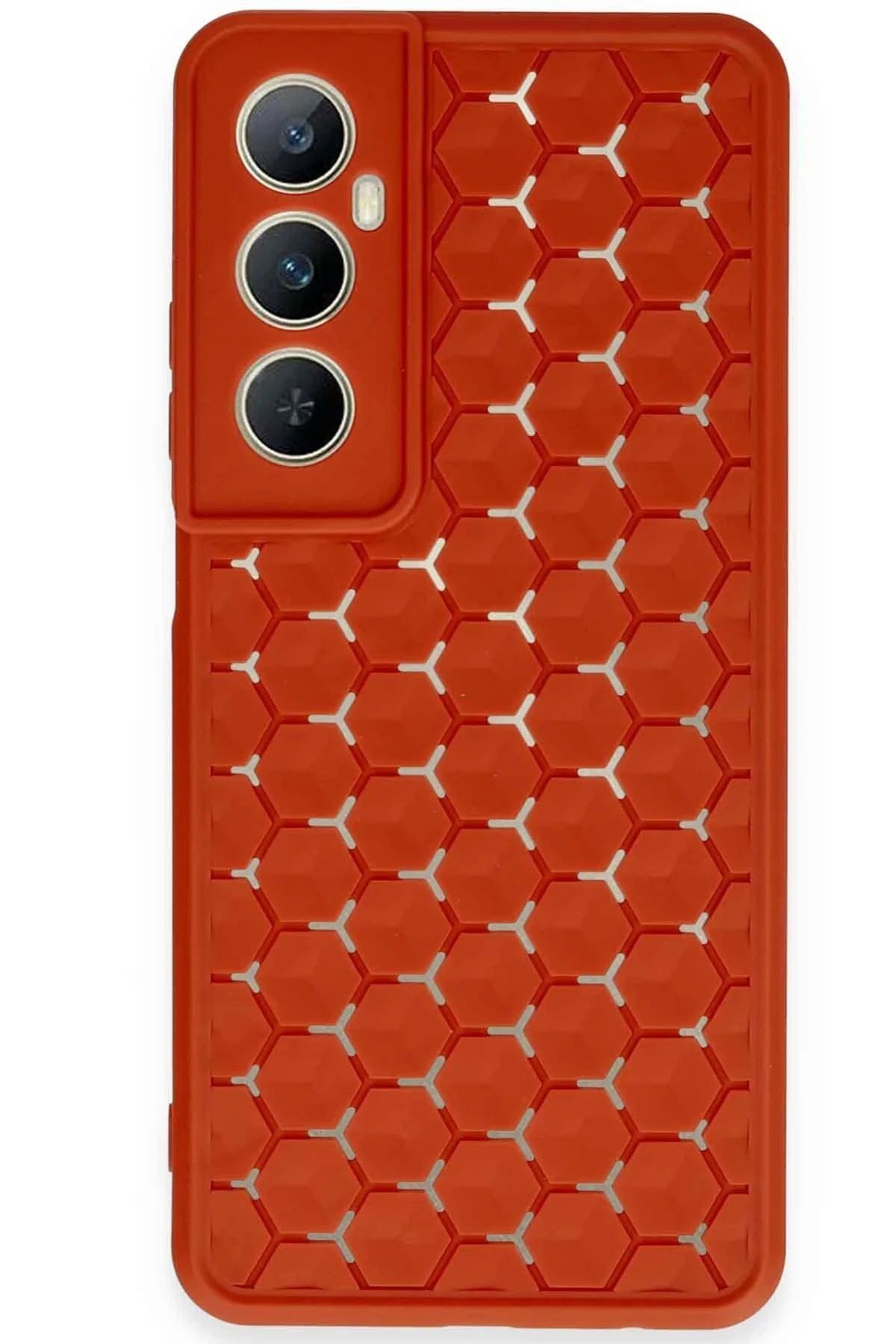 CepteToptan Newface Realme C65 Kılıf Petek Silikon Kapak - Kırmızı