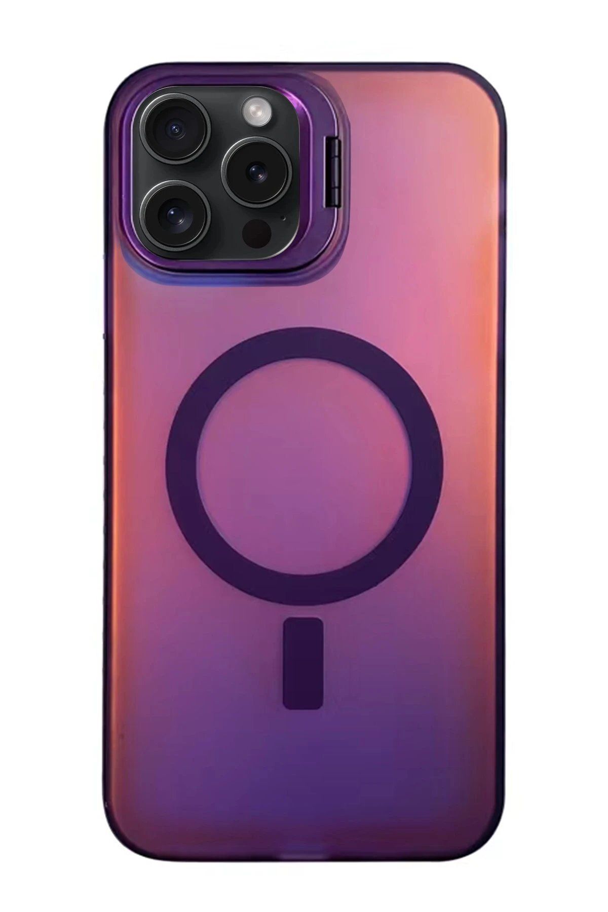 CepteToptan Newface iPhone 15 Pro Primera Magsafe Standlı Kapak - Derin Mor