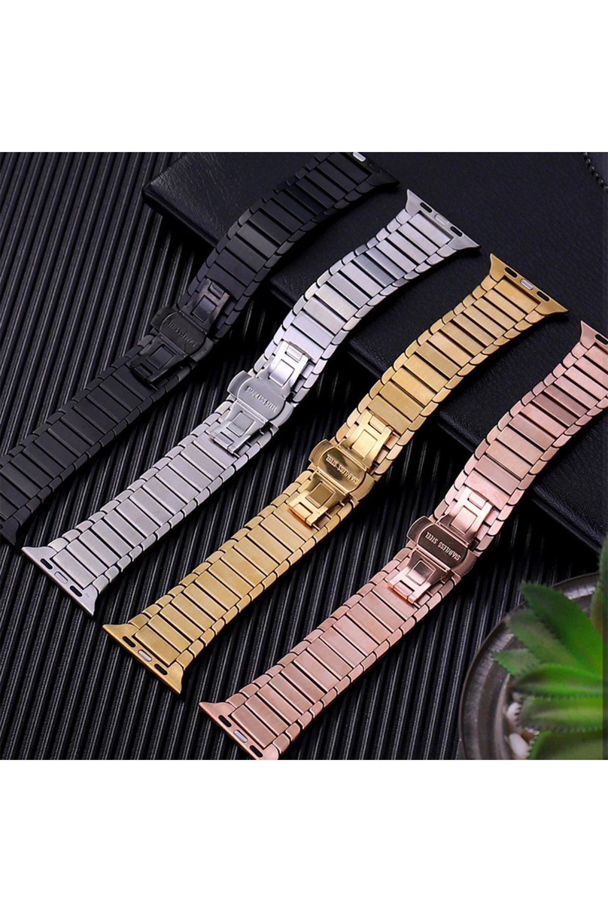 CepteToptan Newface Apple Watch 42mm Uyumlu KR413 Fine Steel Kordon - Rose