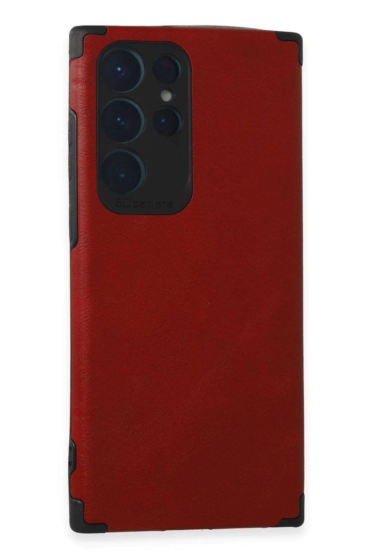 CepteToptan Newface Samsung Galaxy S22 Ultra Kılıf Loop Deri Silikon - Kırmızı