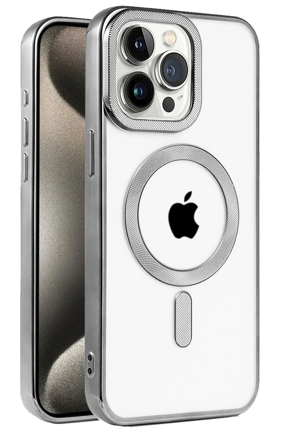 CepteToptan Newface iPhone 15 Pro Kılıf Kronos Magsafe Kapak - Titanyum Gri