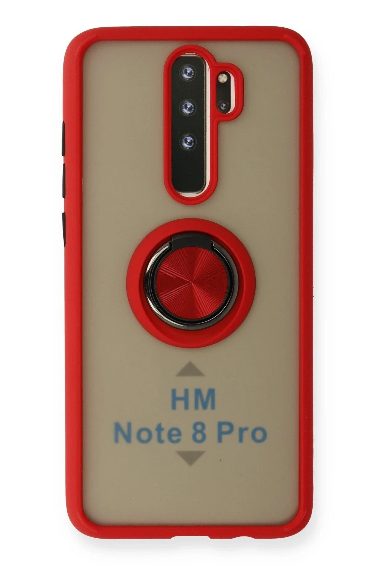 CepteToptan Newface Xiaomi Redmi Note 8 Pro Kılıf Montreal Yüzüklü Silikon Kapak - Kırmızı