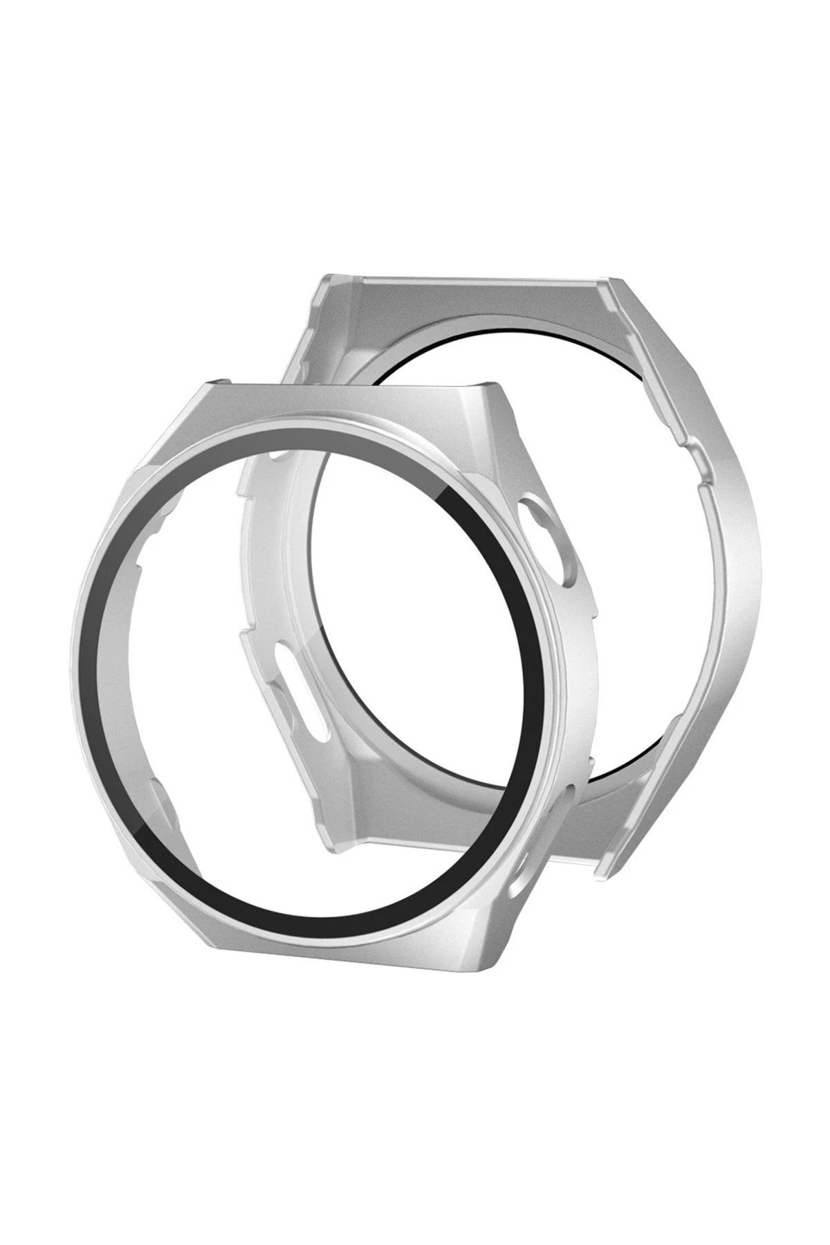 CepteToptan Newface Huawei Watch GT3 46mm Dota Camlı Kasa Ekran Koruyucu - Gümüş