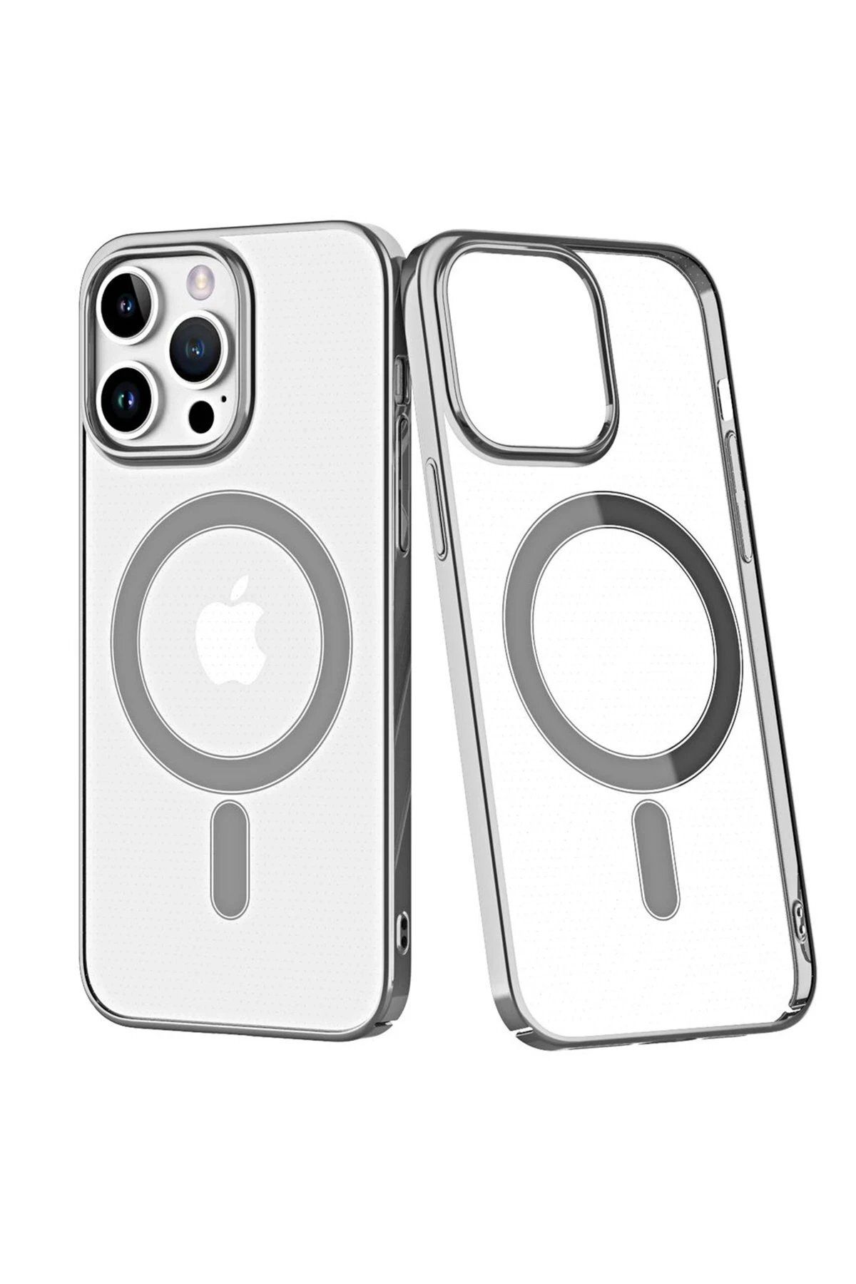 CepteToptan Newface iPhone 14 Pro Max Kılıf Element Magneticsafe Sert Kapak - Gümüş