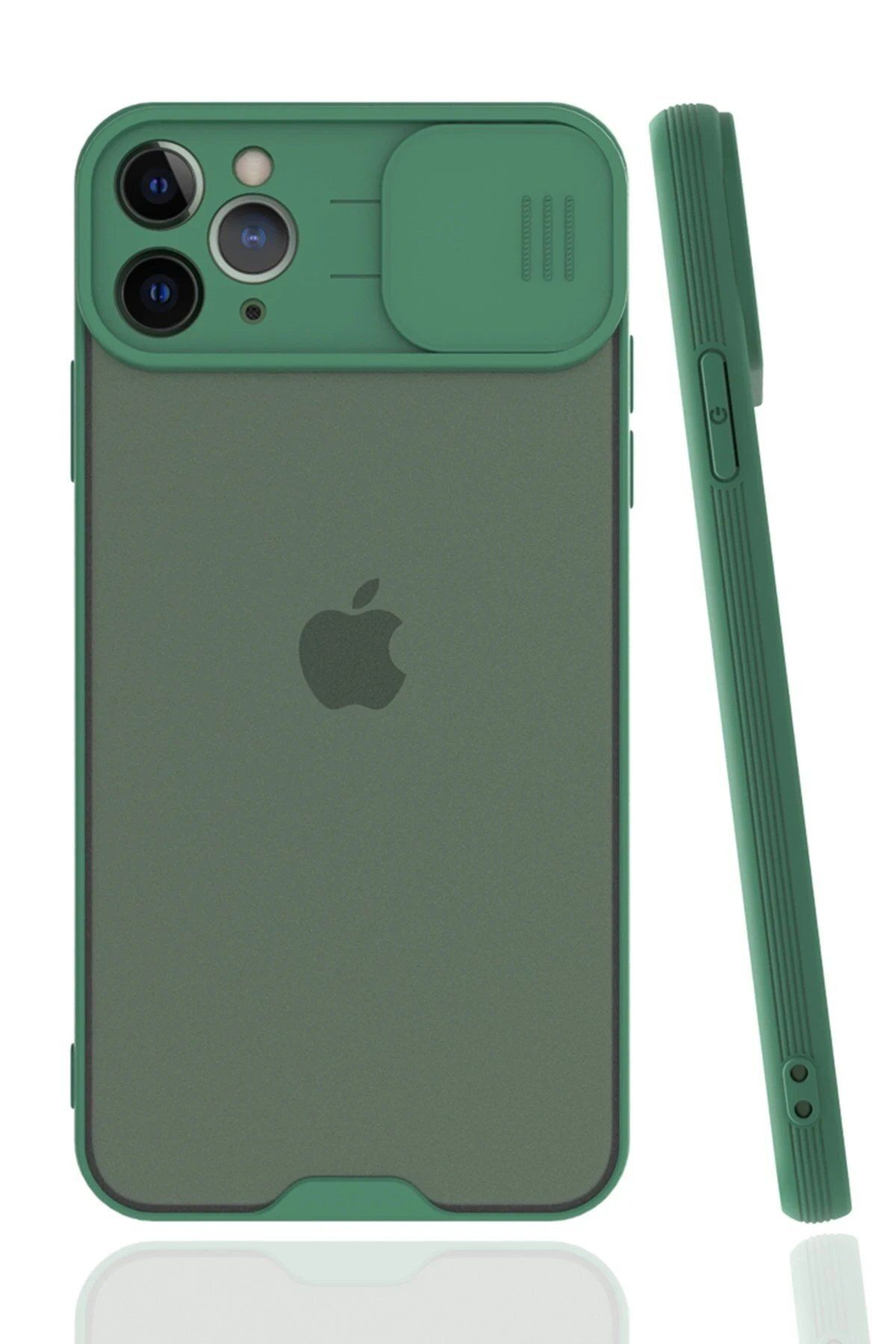 CepteToptan Newface iPhone 11 Pro Max Kılıf Platin Kamera Koruma Silikon - Yeşil