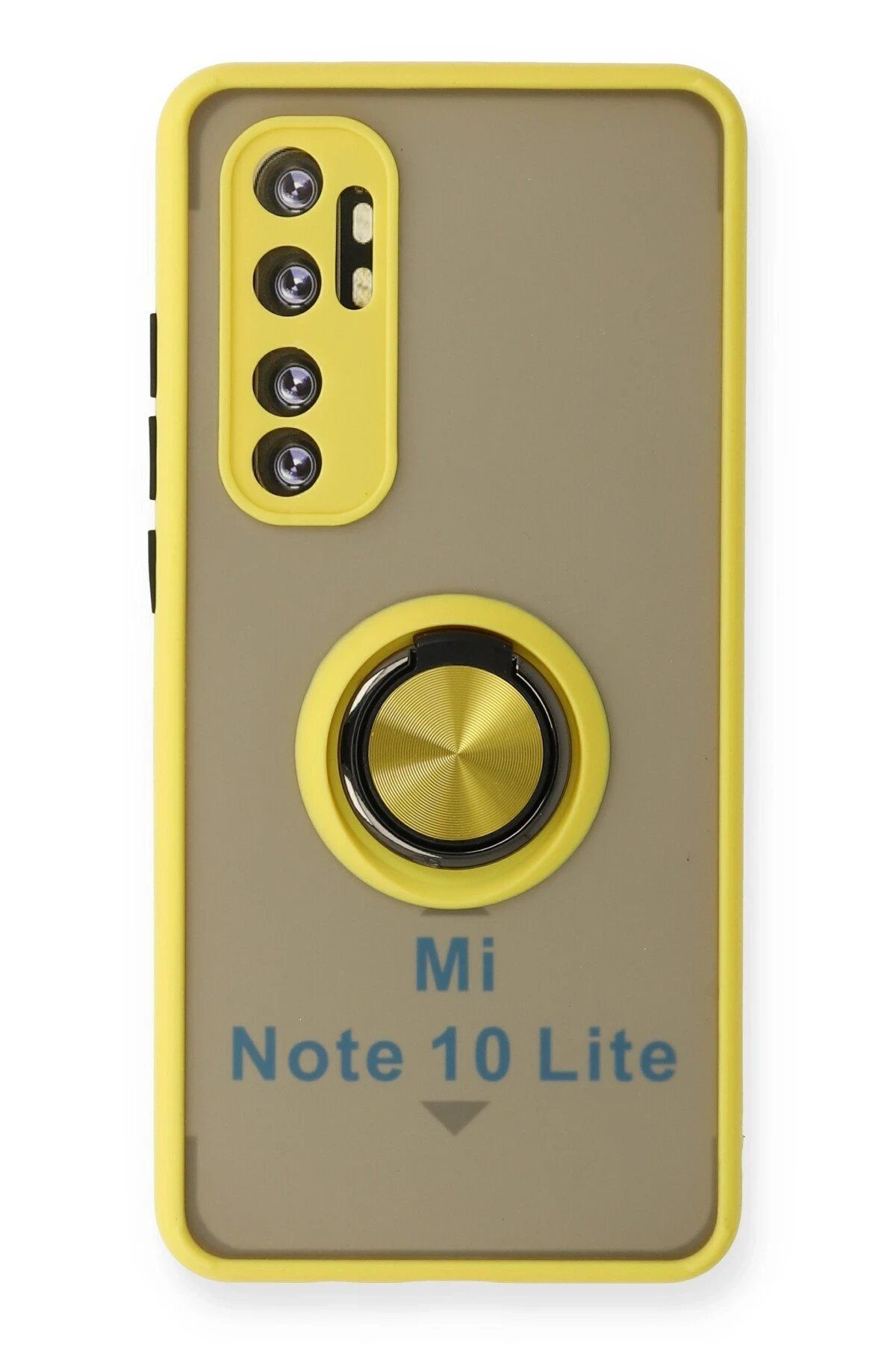 nerede bulurum Newface Xiaomi Mi Note 10 Lite Kılıf Montreal Yüzüklü Silikon Kapak - Sarı