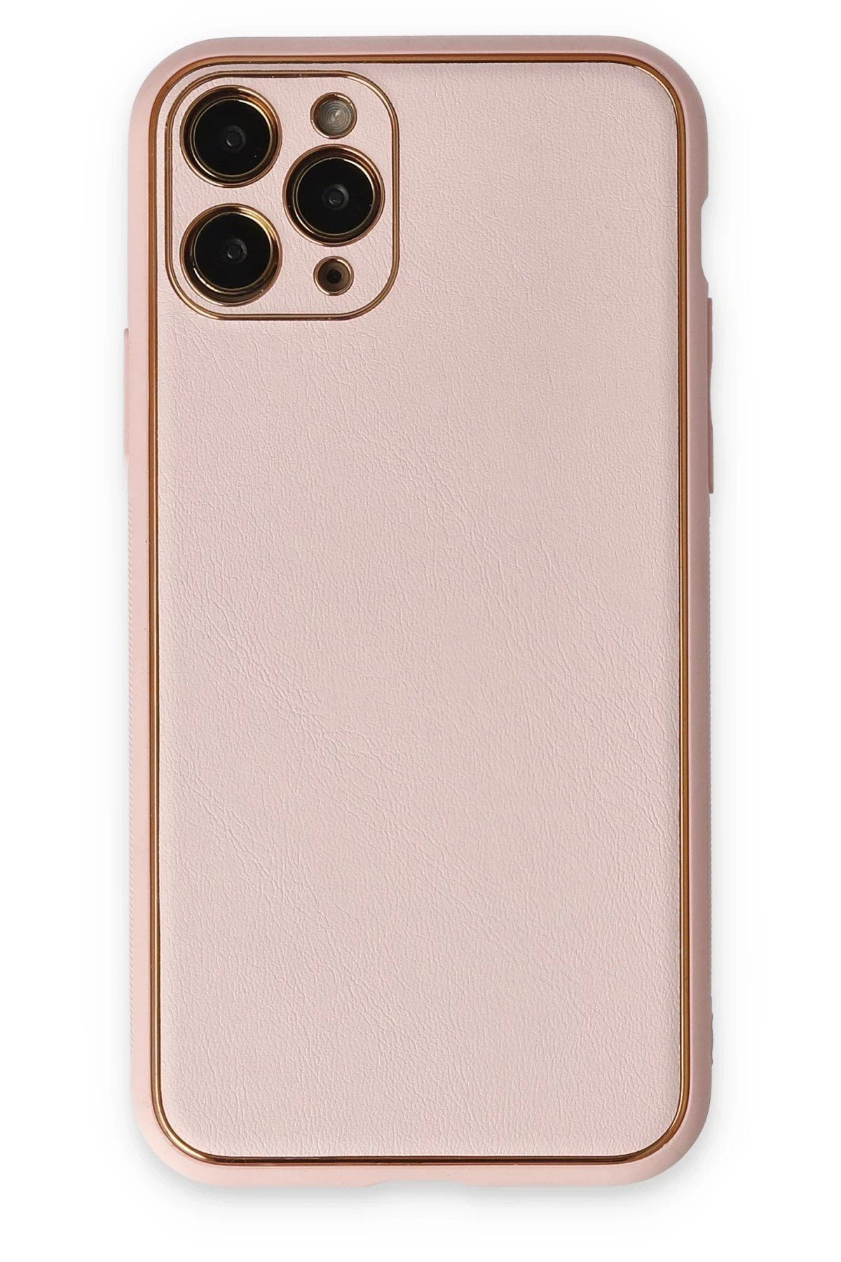 CepteToptan Newface iPhone 11 Pro Max Kılıf Coco Deri Silikon Kapak - Pudra