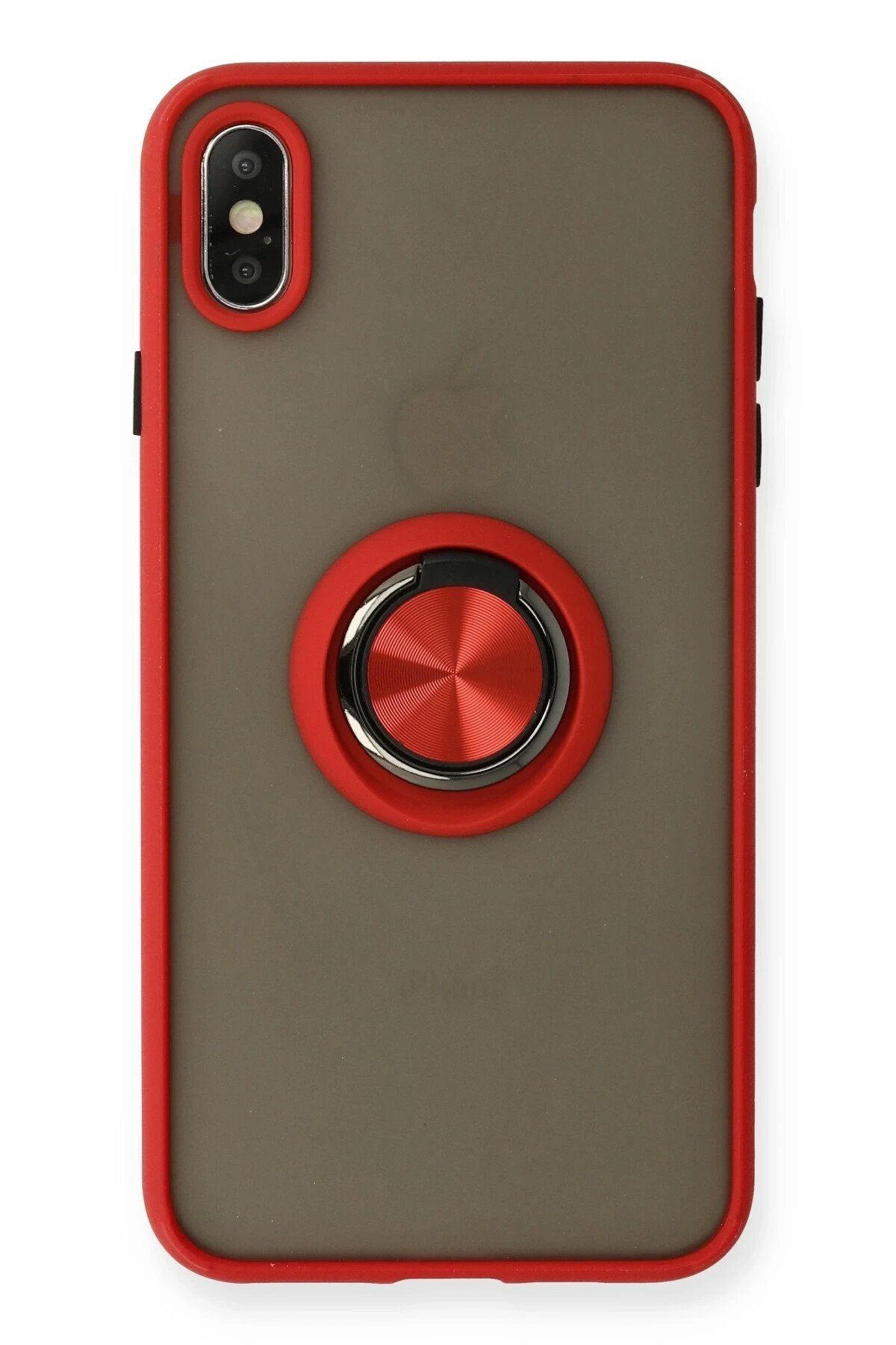 CepteToptan Newface iPhone X Kılıf Montreal Yüzüklü Silikon Kapak - Kırmızı