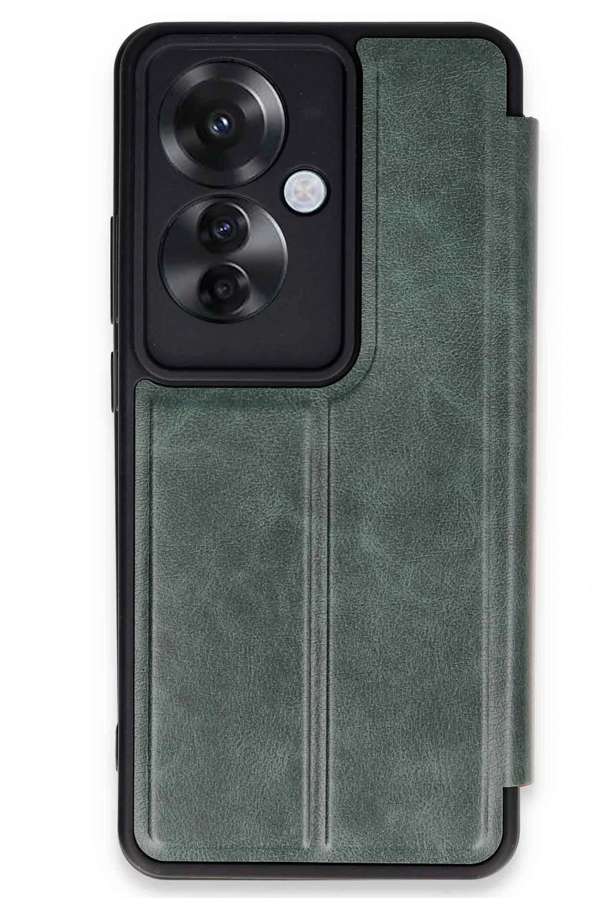 CepteToptan Newface Oppo Reno 11F Kılıf Flip Cover - Koyu Yeşil