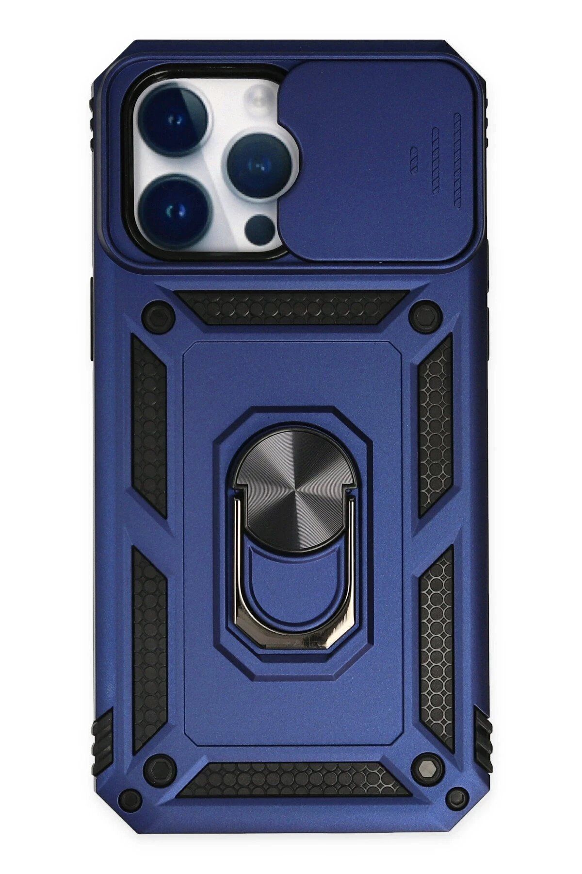 ENEFENDİ Newface iPhone 14 Pro Max Kılıf Pars Lens Yüzüklü Silikon - Lacivert