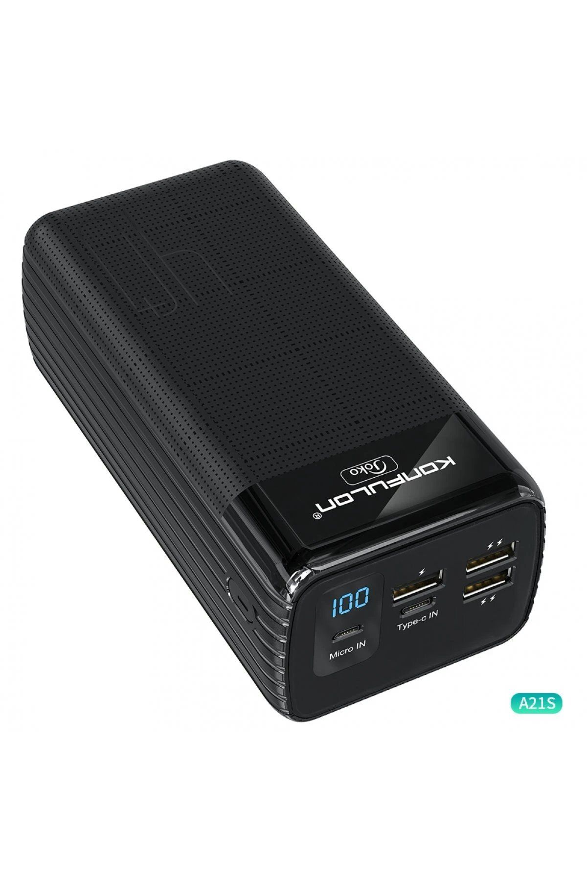 Toptan Bulurum Konfulon A21S Led Işıklı Powerbank 40.000 mAh - Siyah