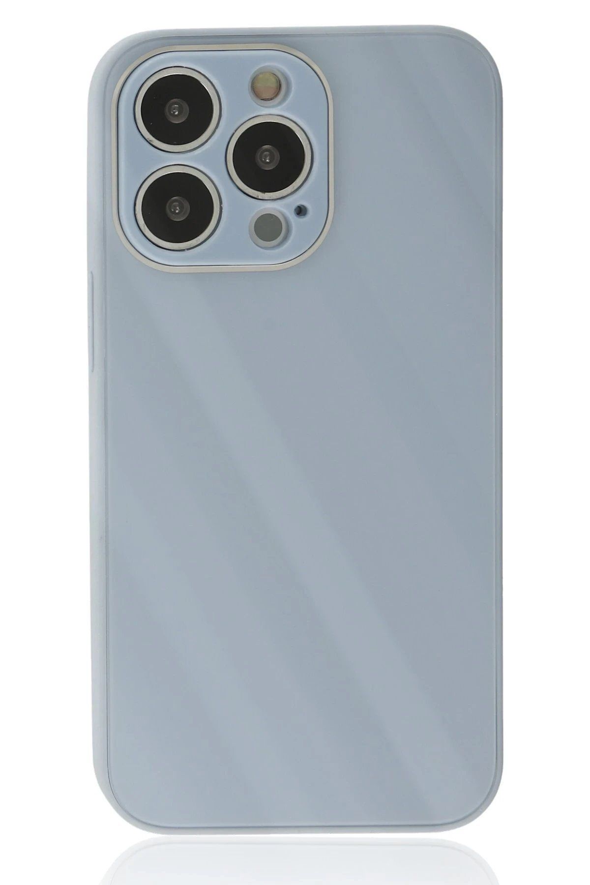 ENEFENDİ Newface iPhone 14 Pro Max Kılıf Glass Kapak - Sky Blue