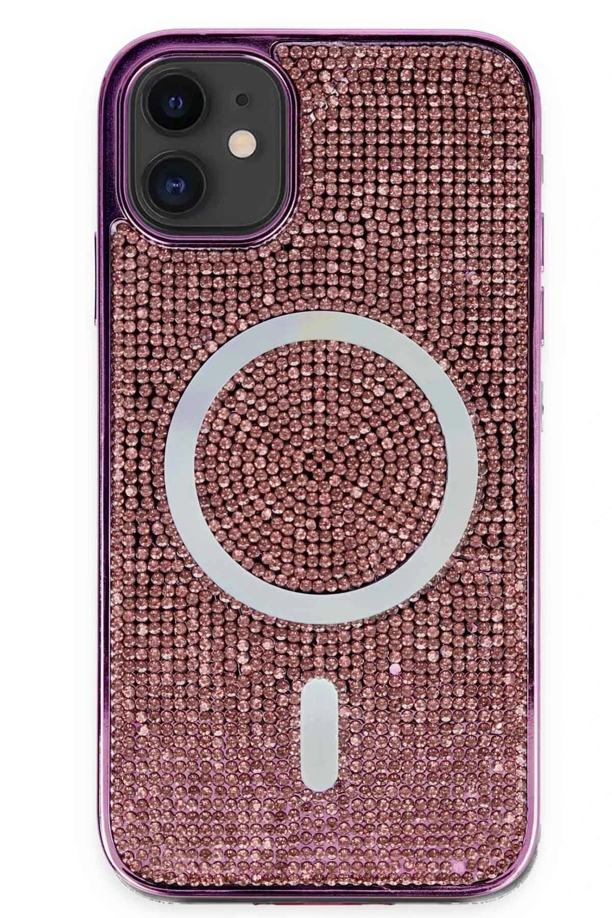 CepteToptan Newface iPhone 11 Kılıf Diamond Magsafe Kapak - Derin Mor