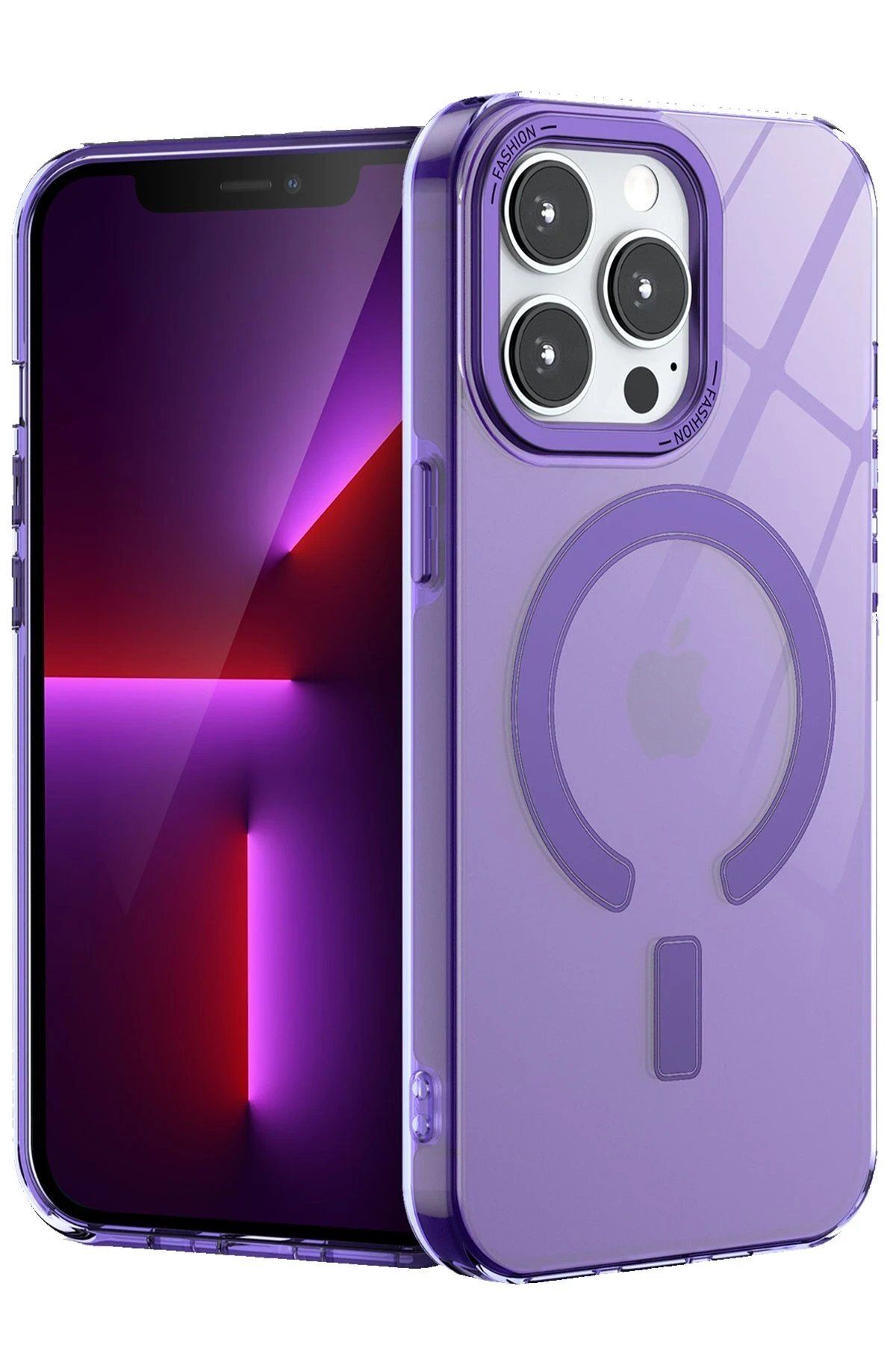 Toptan Bulurum Newface iPhone 13 Pro Max Kılıf Troy Magsafe Kapak - Mor