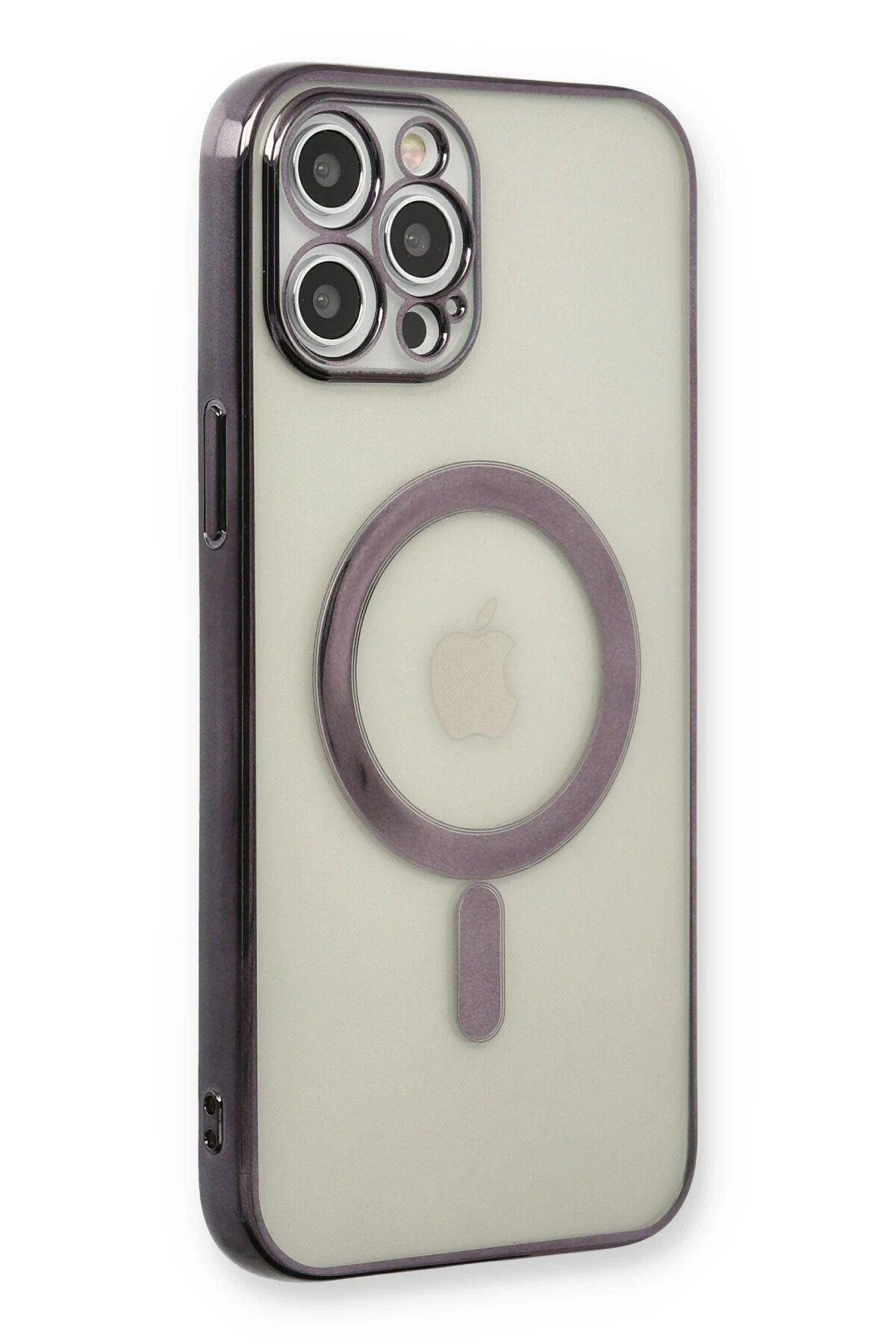 CepteToptan Newface iPhone 12 Pro Max Kılıf Magneticsafe Lazer Silikon - Siyah