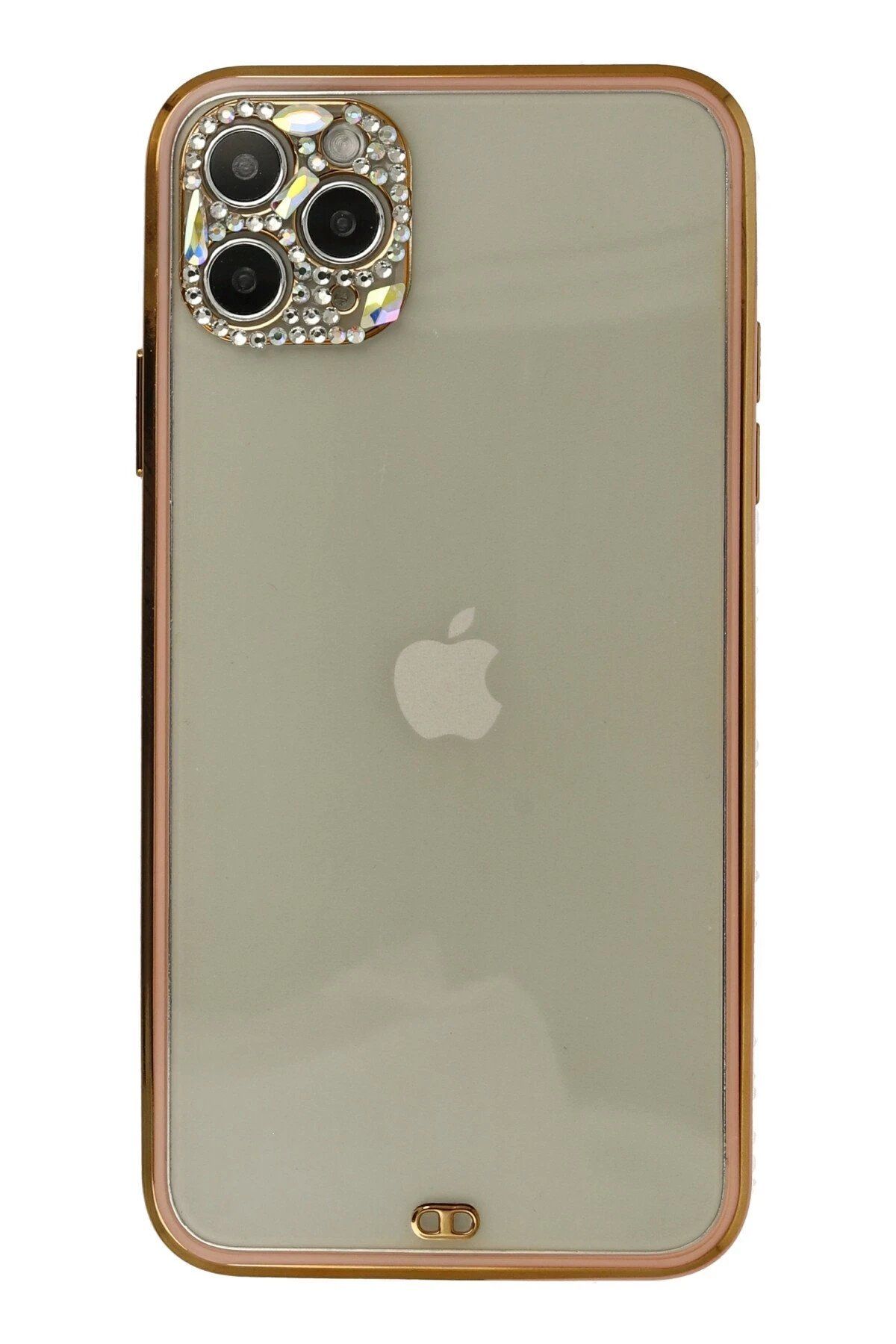 CepteToptan Newface iPhone 11 Pro Kılıf Liva Taşlı Silikon - Pembe