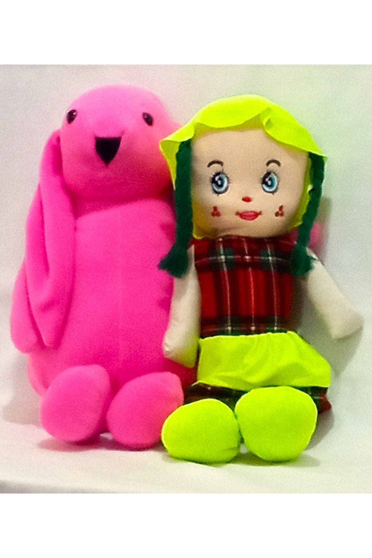 Pufline İkili Set Pembe Tavşan Ve Bez Bebek