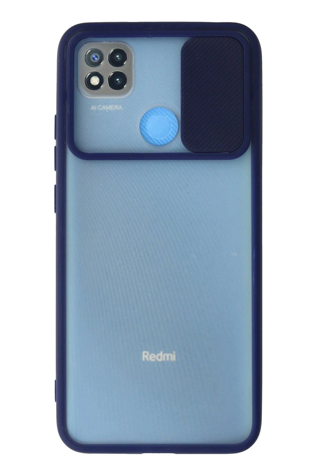 CepteToptan Newface Xiaomi Redmi 9C Kılıf Palm Buzlu Kamera Sürgülü Silikon - Lacivert