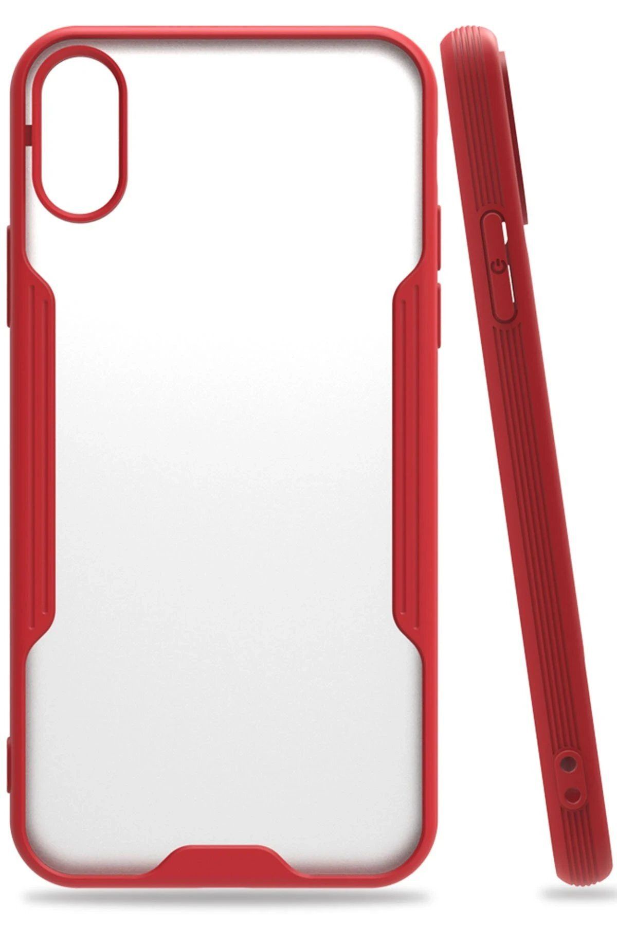 CepteToptan Newface iPhone X Kılıf Platin Silikon - Kırmızı
