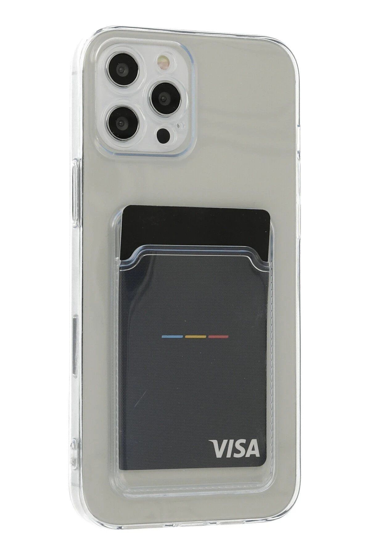 CepteToptan Newface iPhone 12 Pro Max Kılıf Kart Şeffaf Silikon - Şeffaf