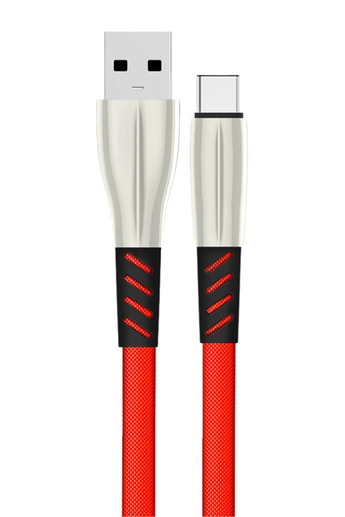 CepteToptan Konfulon S90 Metal Uçlu Type-C Kablo 1M 2.4A - Kırmızı