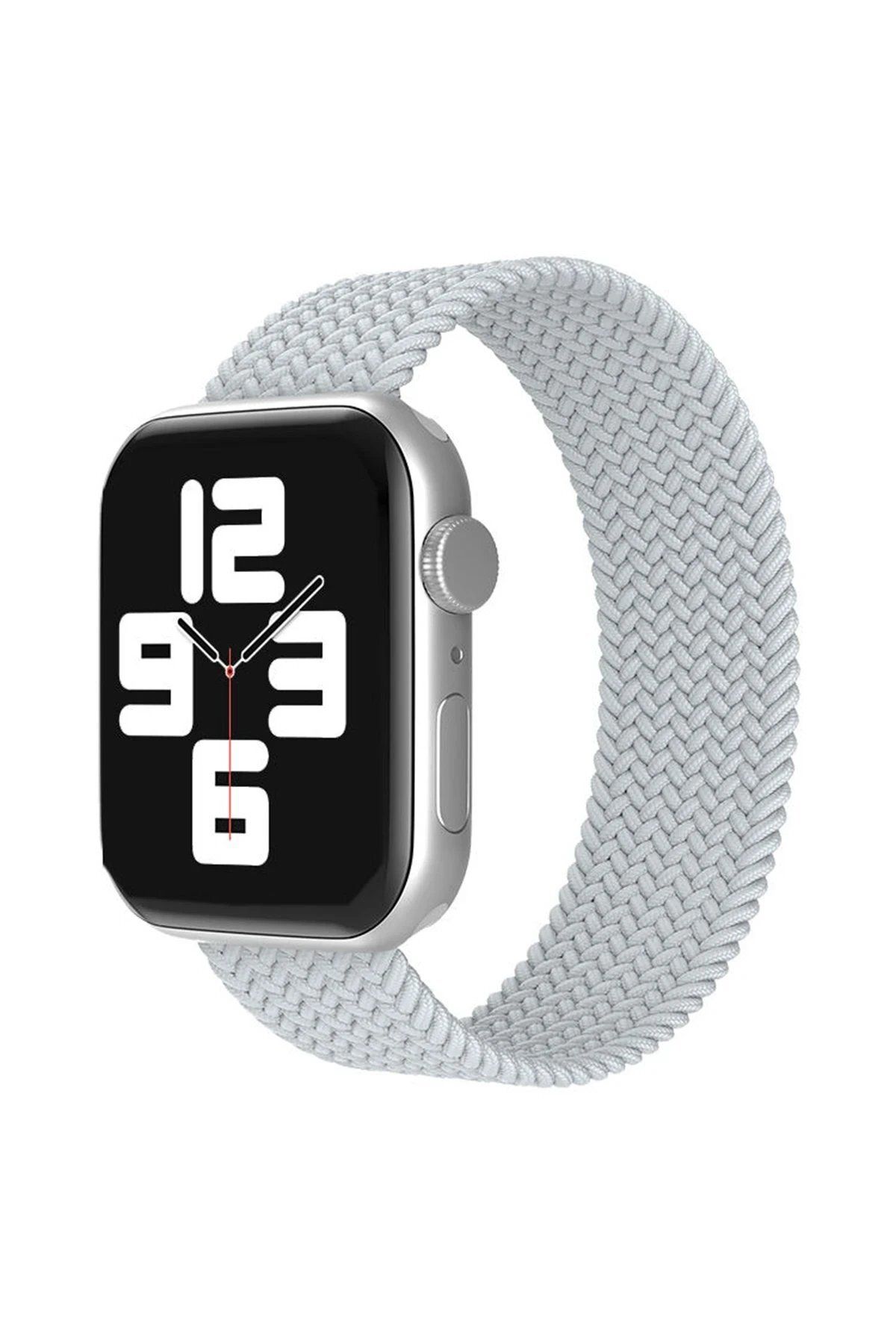 CepteToptan Newface Apple Watch 42mm uyumlu Ayarlı Solo Silikon Kordon - Beyaz