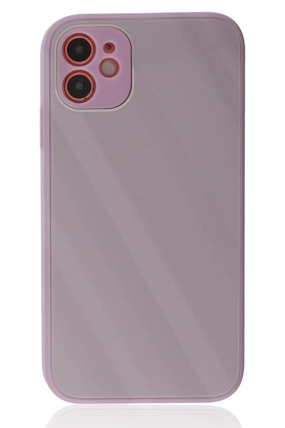 CepteToptan Newface iPhone 12 Kılıf Glass Kapak - Mor