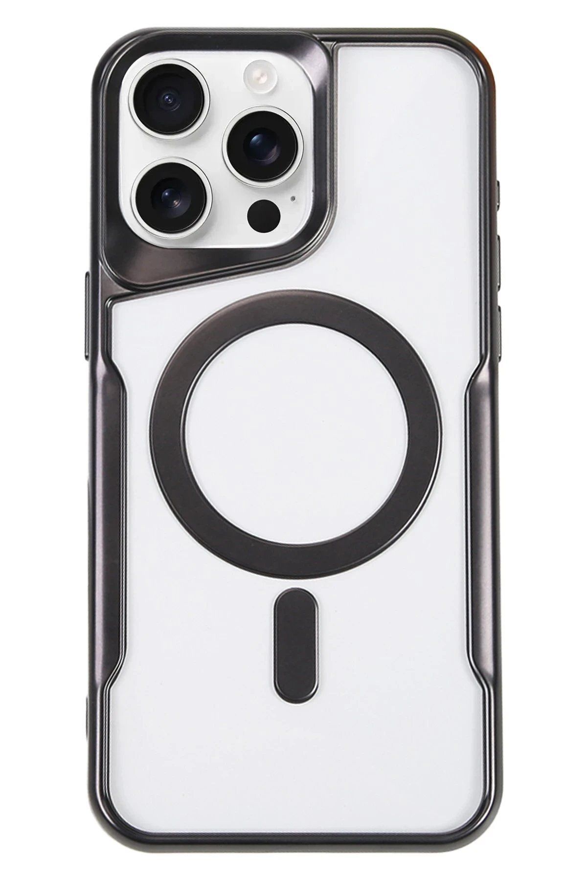 CepteToptan Newface iPhone 16 Pro Kılıf Boyi Magsafe Silikon Kapak - Siyah