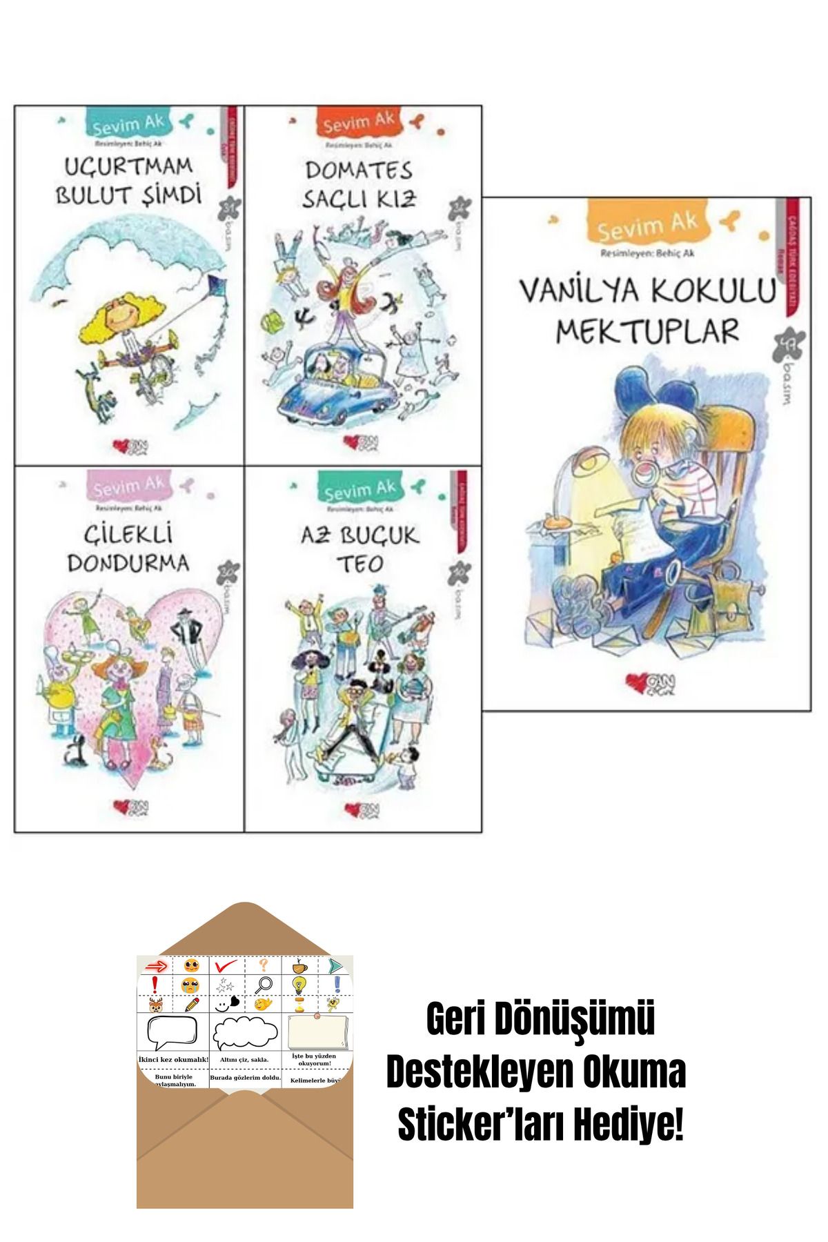 Can Yayınları Sevim Ak 5 Kitap Set + Okuma Sticker'ları