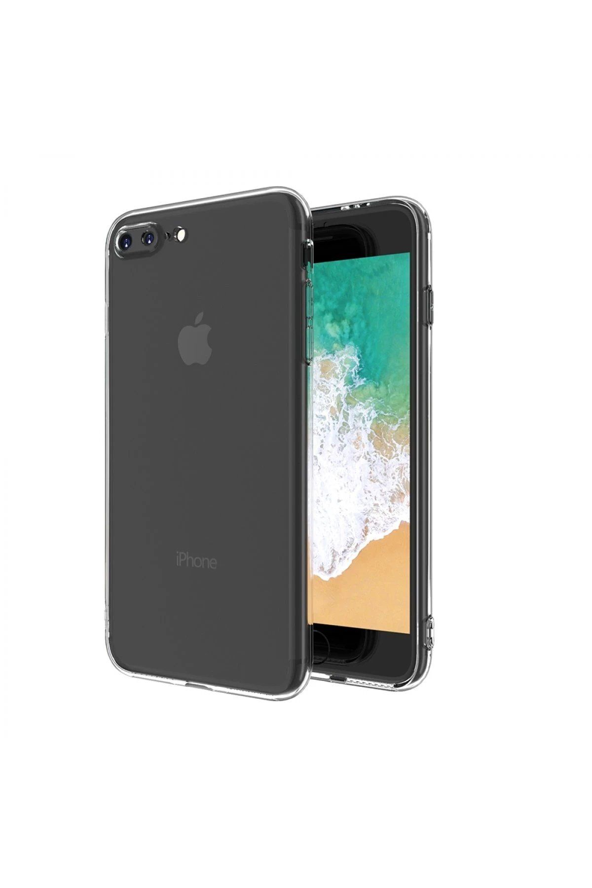 CepteToptan Newface iPhone 8 Plus Kılıf Deluxe 2mm Şeffaf Silikon