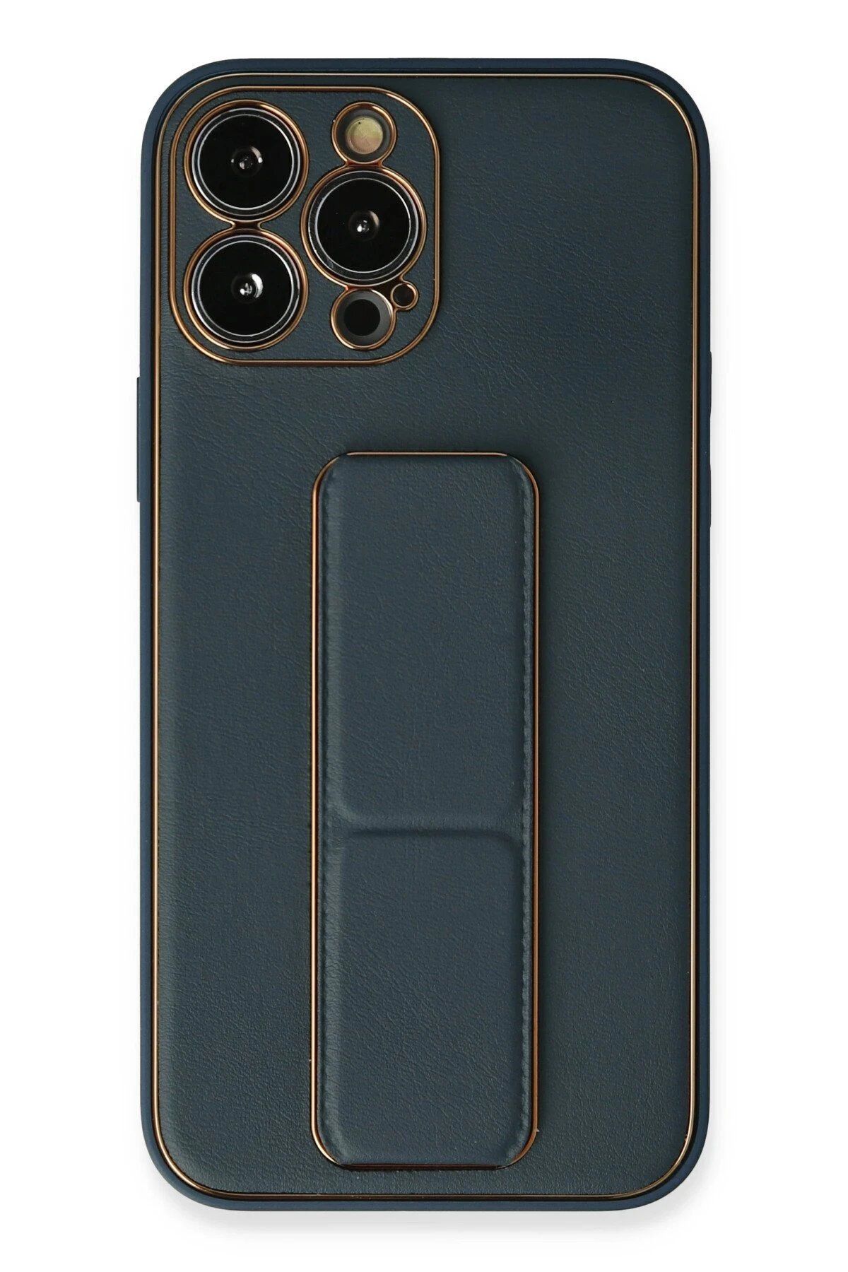 CepteToptan Newface iPhone 13 Pro Kılıf Coco Deri Standlı Kapak - Mavi
