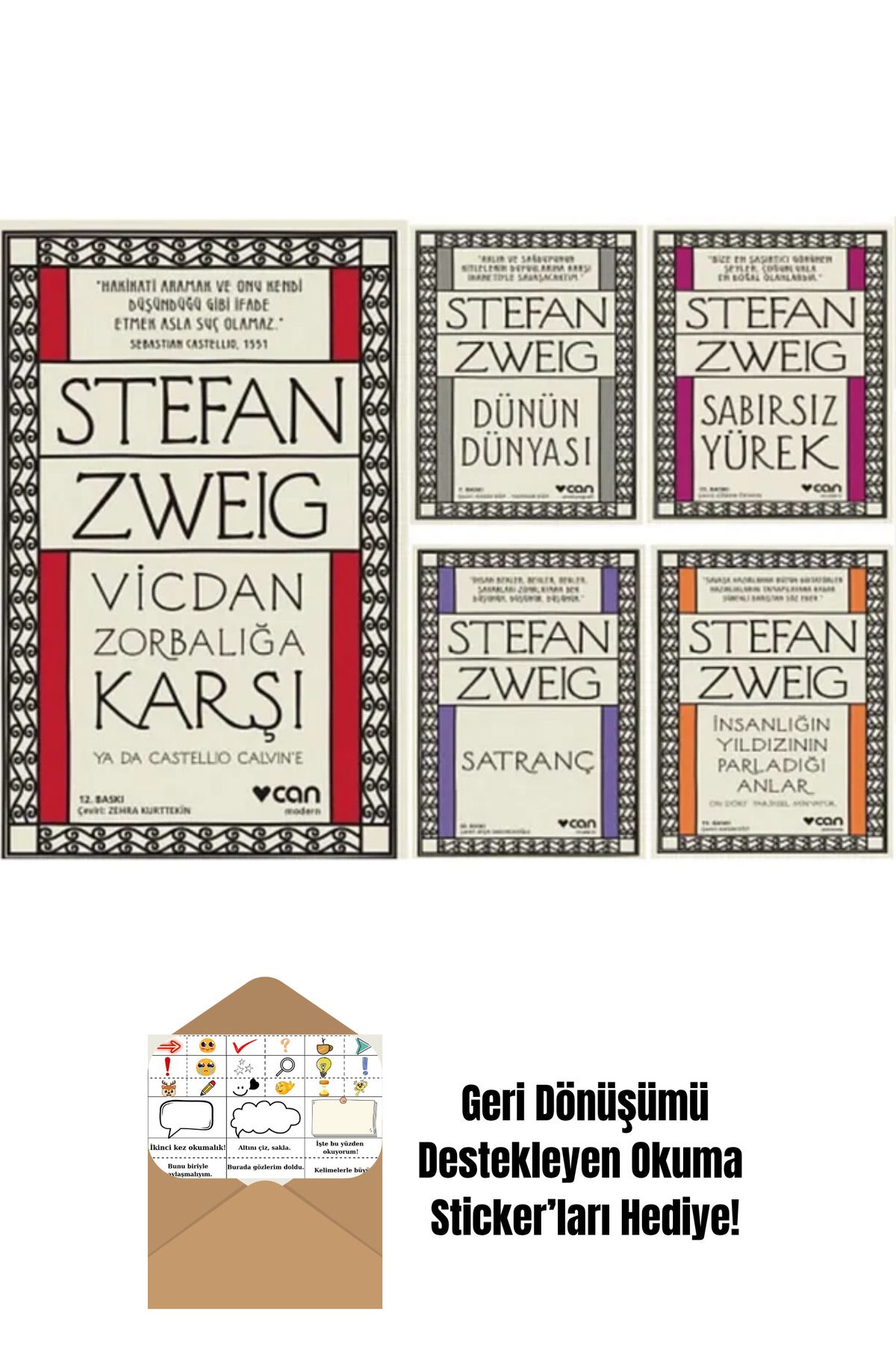 Can Yayınları Stefan Zweig 5 Kitap Set + Okuma Sticker'ları