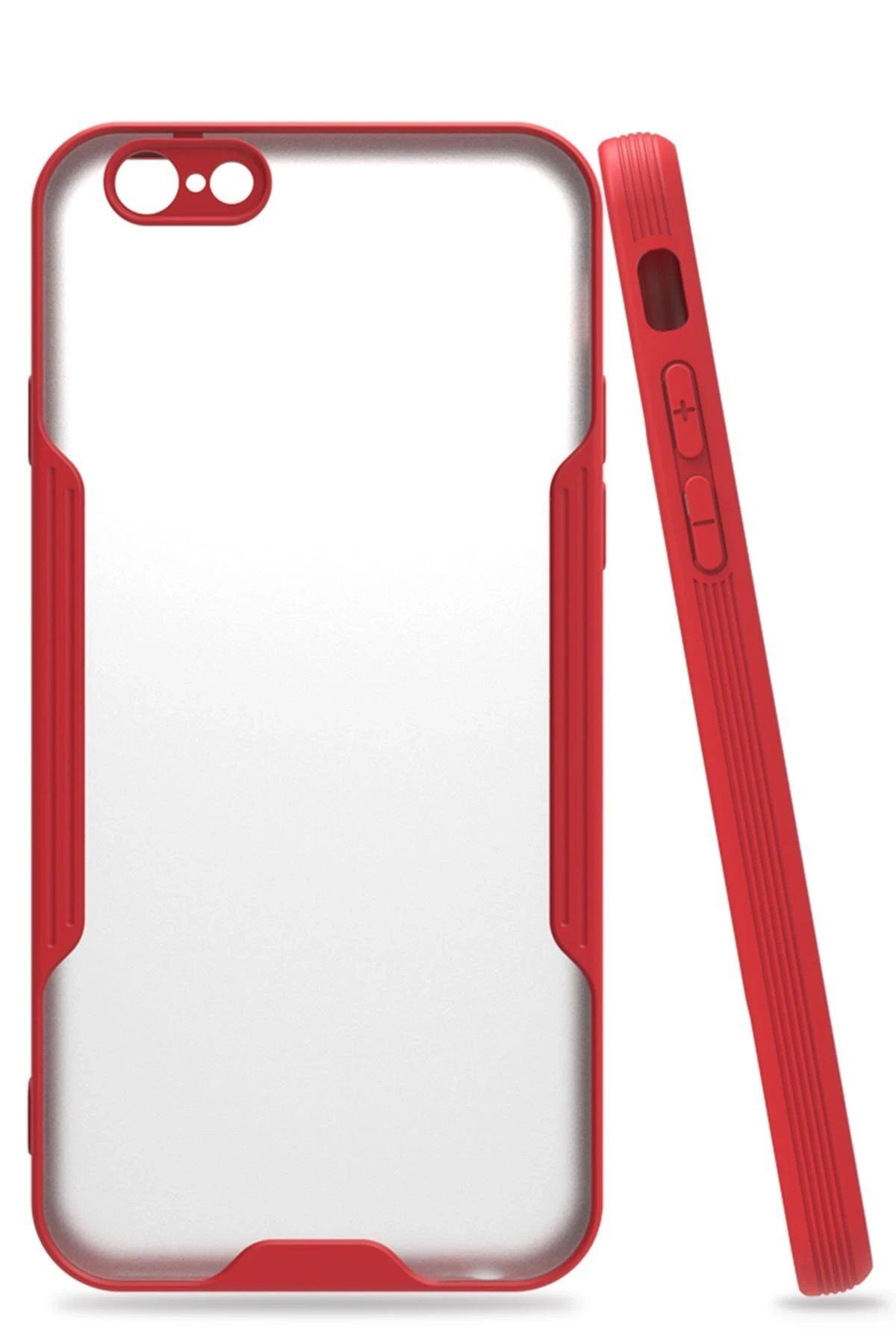 CepteToptan Newface iPhone 6 Kılıf Platin Silikon - Kırmızı