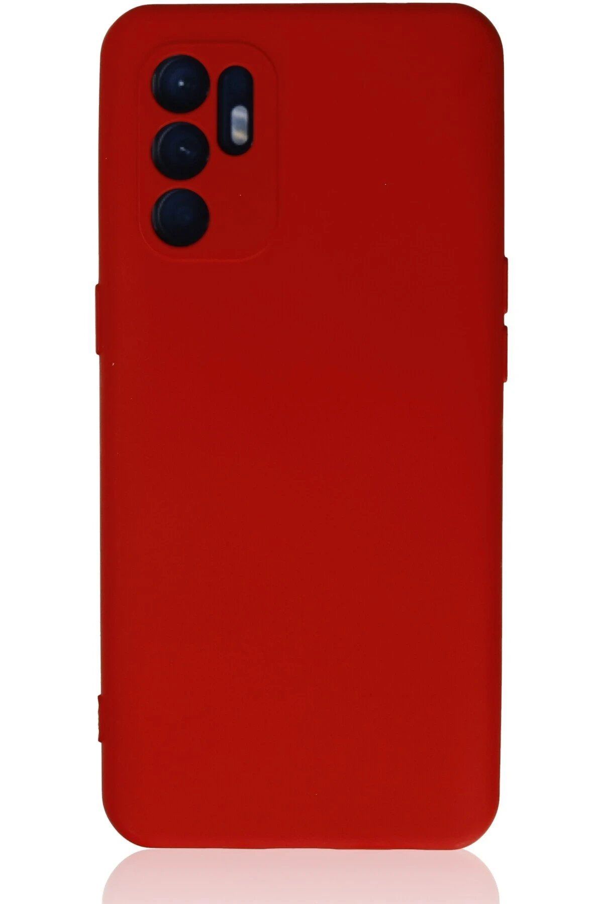 CepteToptan Newface Oppo Reno 6 Kılıf Nano içi Kadife Silikon - Kırmızı