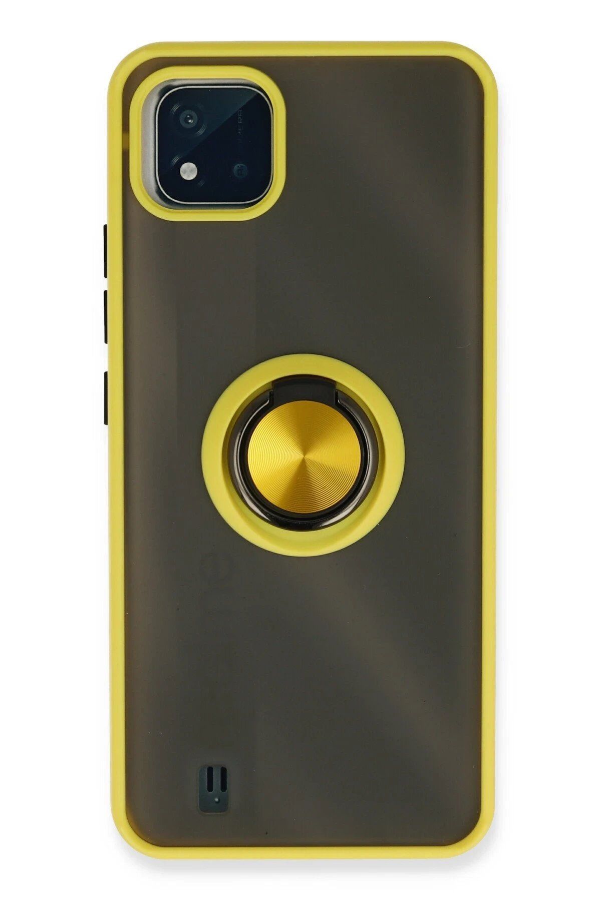 ENEFENDİ Newface Realme C11 2021 Kılıf Montreal Yüzüklü Silikon Kapak - Sarı