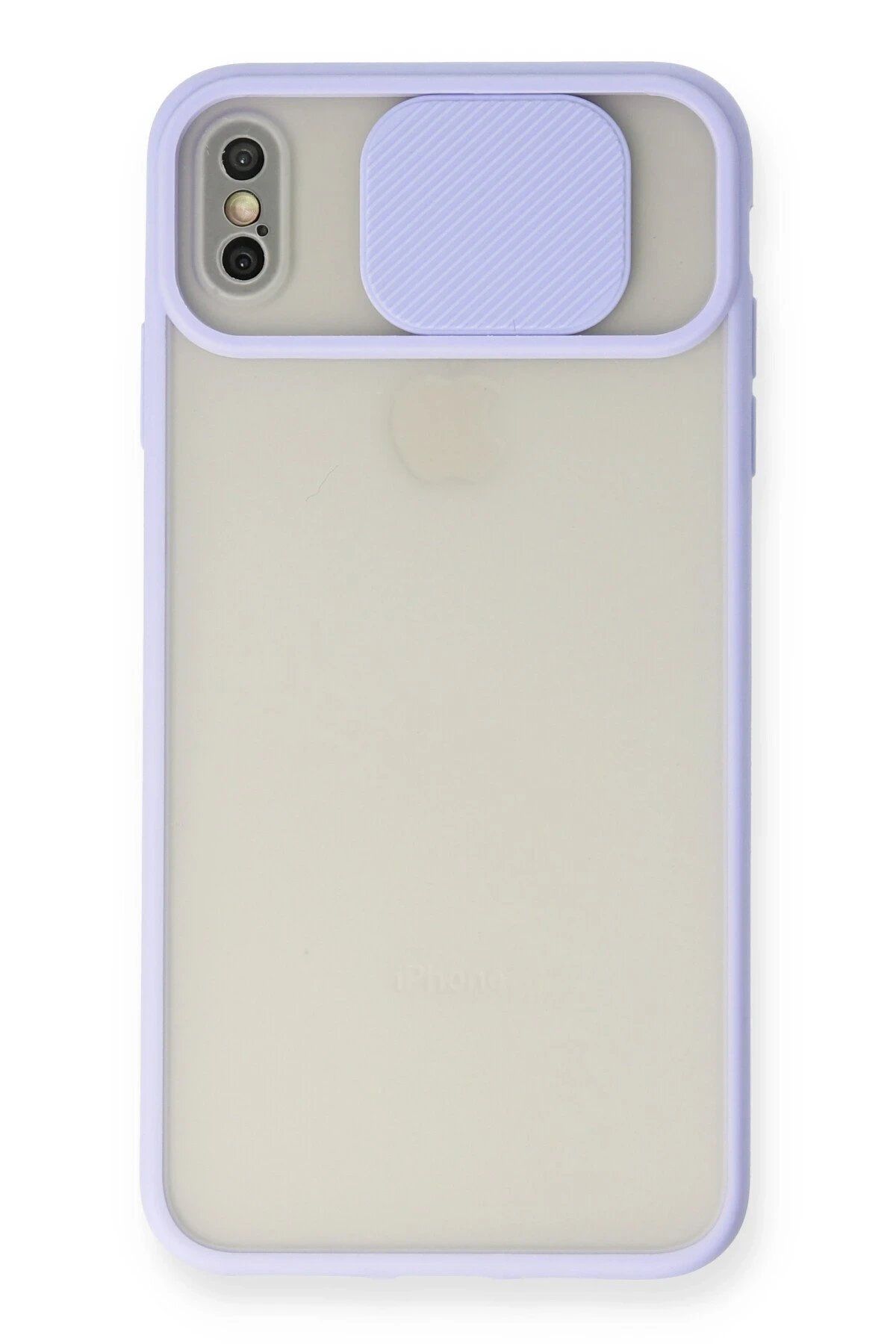 CepteToptan Newface iPhone XS Max Kılıf Palm Buzlu Kamera Sürgülü Silikon - Lila