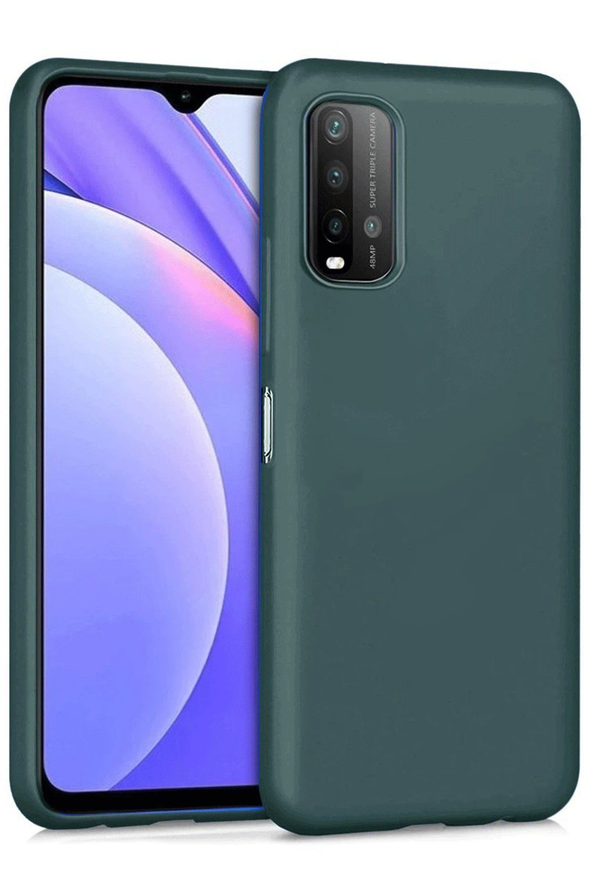 CepteToptan Newface Xiaomi Redmi 9T Kılıf Nano içi Kadife Silikon - Koyu Yeşil