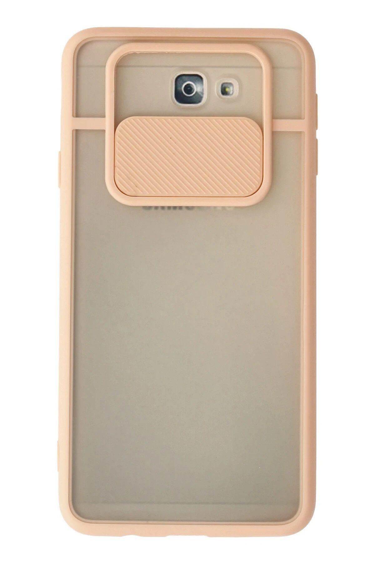 CepteToptan Newface Samsung Galaxy J7 Prime Kılıf Palm Buzlu Kamera Sürgülü Silikon - Pembe